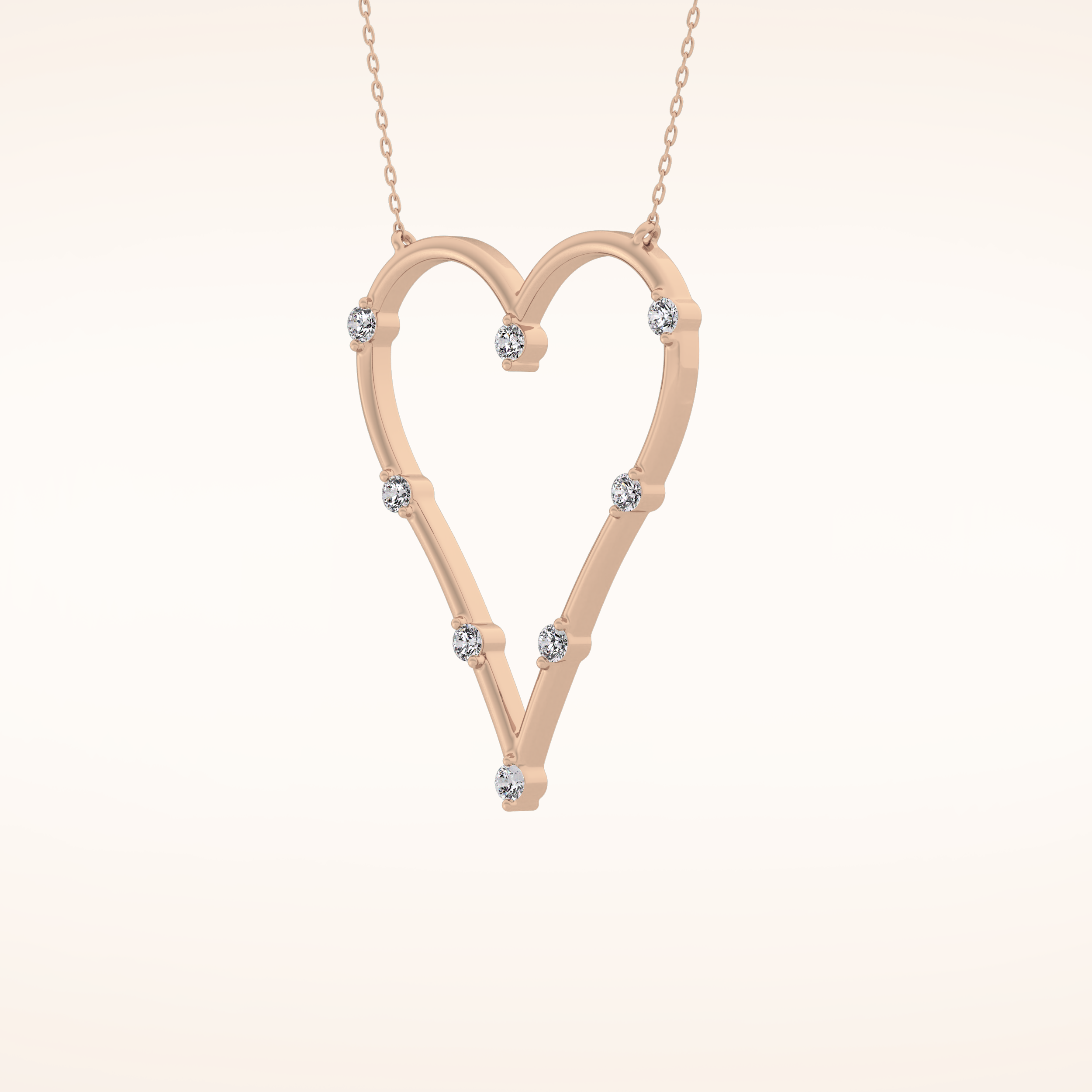 0.24 TCW Round Cut Moissanite Heart Shaped Necklace