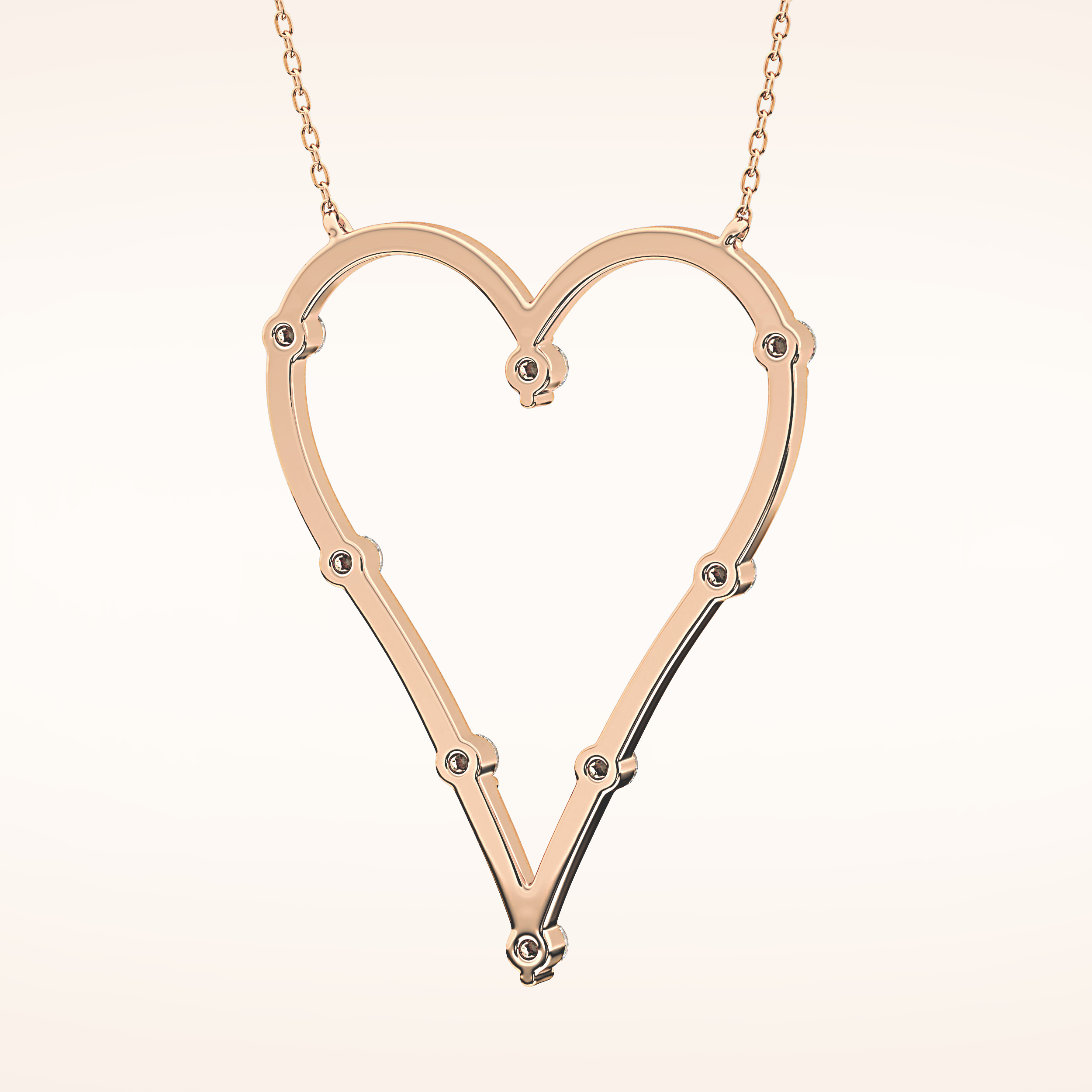 0.24 TCW Round Cut Moissanite Heart Shaped Necklace