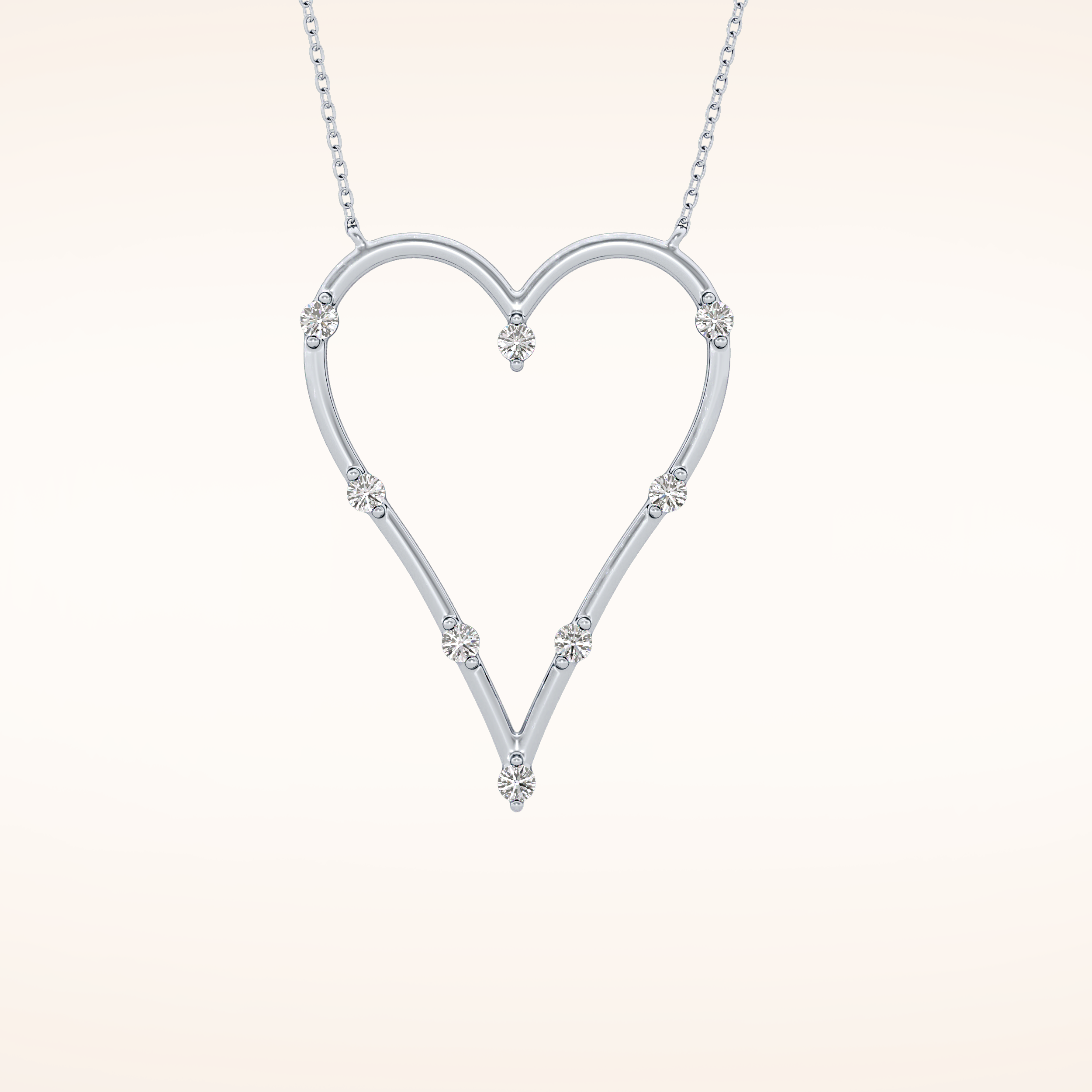 0.24 TCW Round Cut Moissanite Heart Shaped Necklace