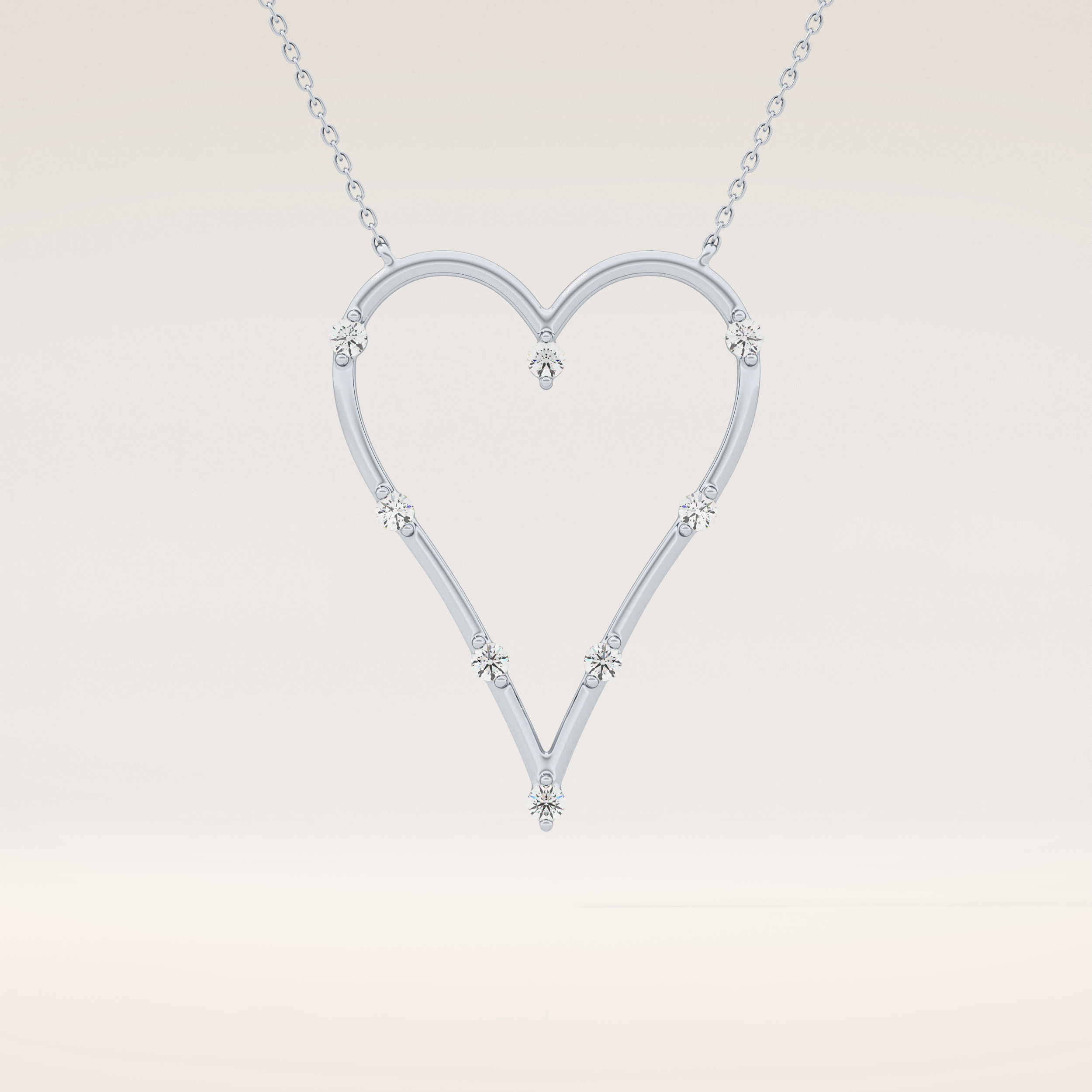 0.24 TCW Round Cut Moissanite Heart Shaped Necklace