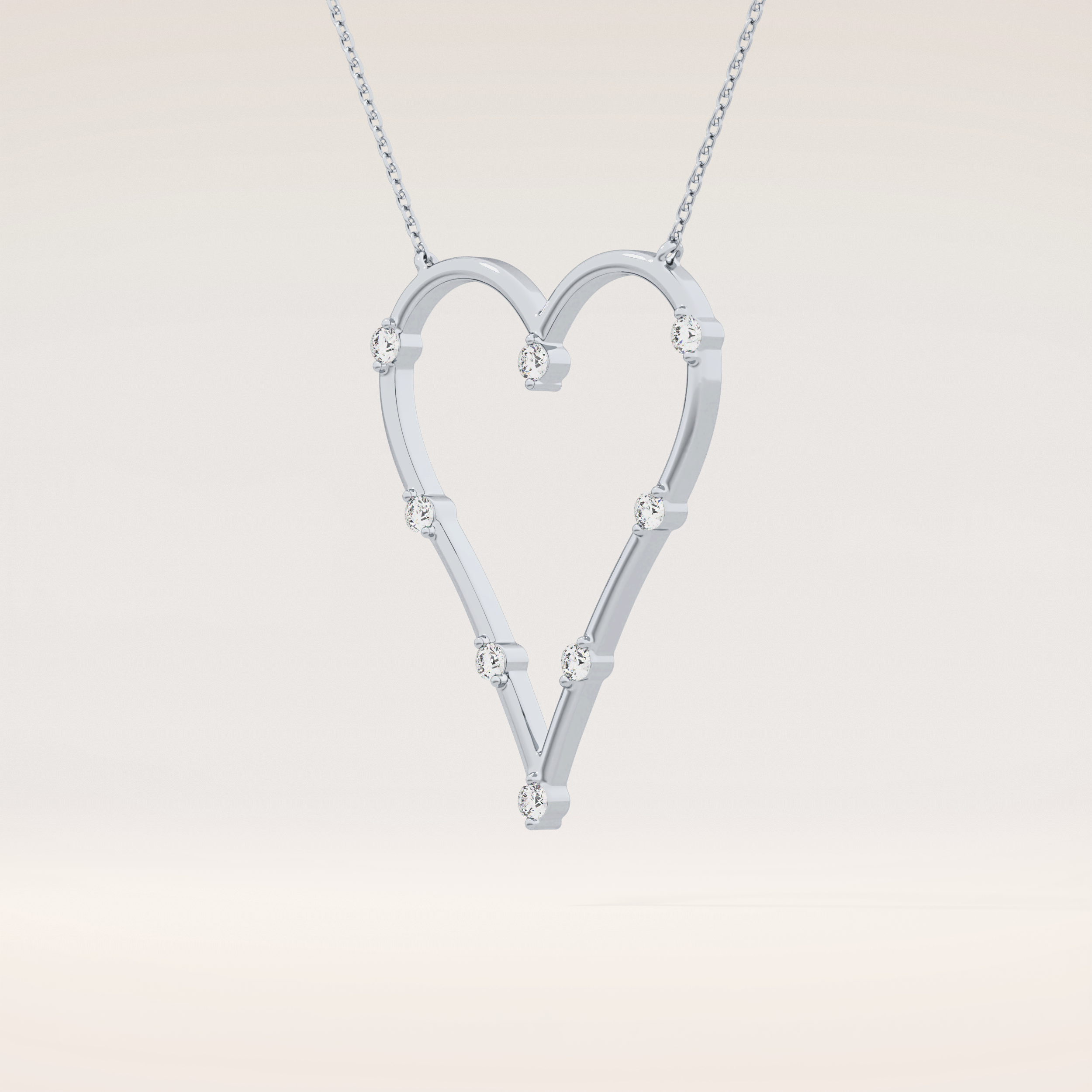 0.24 TCW Round Cut Moissanite Heart Shaped Necklace