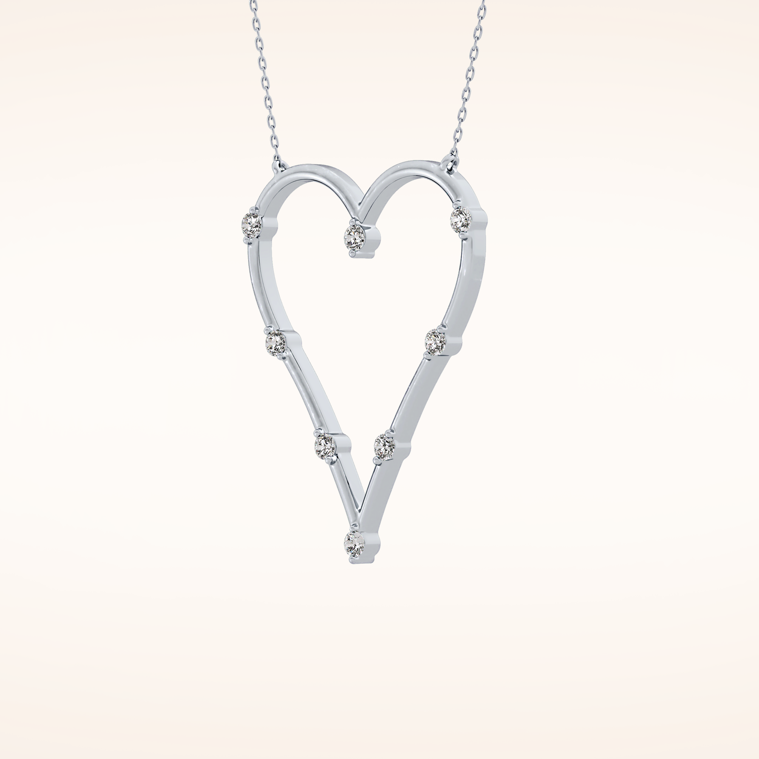 0.24 TCW Round Cut Moissanite Heart Shaped Necklace