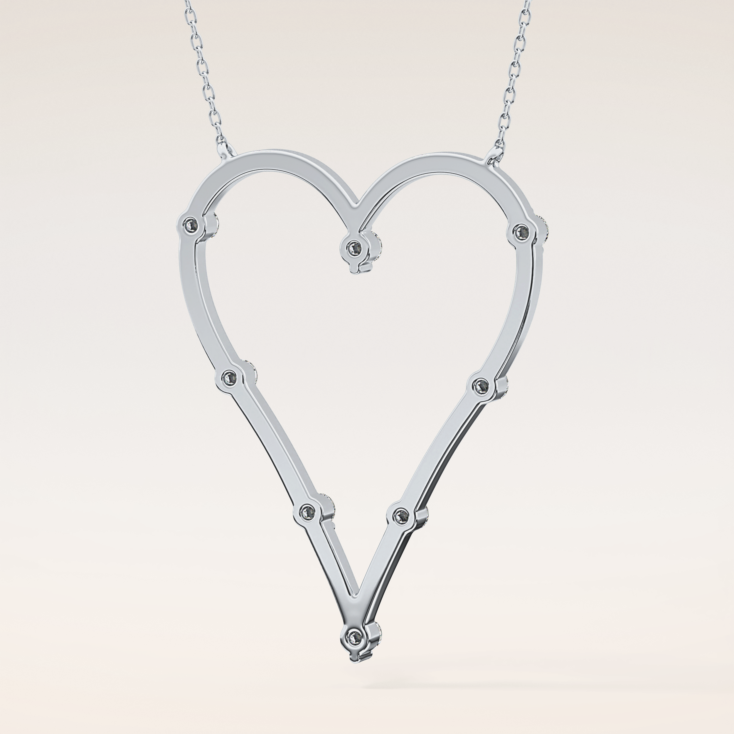 0.24 TCW Round Cut Moissanite Heart Shaped Necklace