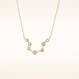 0.2 TCW Round Cut Moissanite Aquarius Zodiac Constellation Necklace
