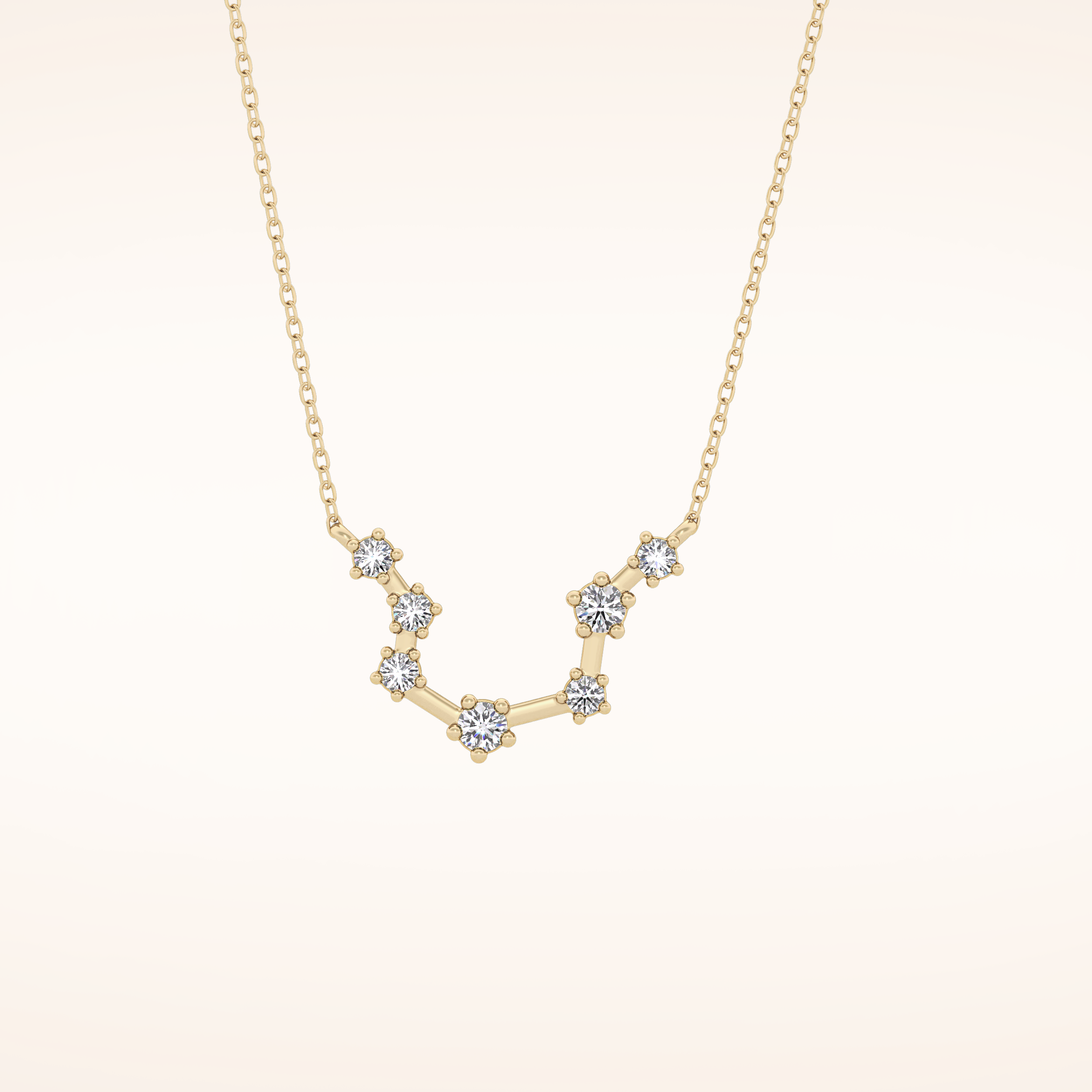 0.2 TCW Round Cut Moissanite Aquarius Zodiac Constellation Necklace
