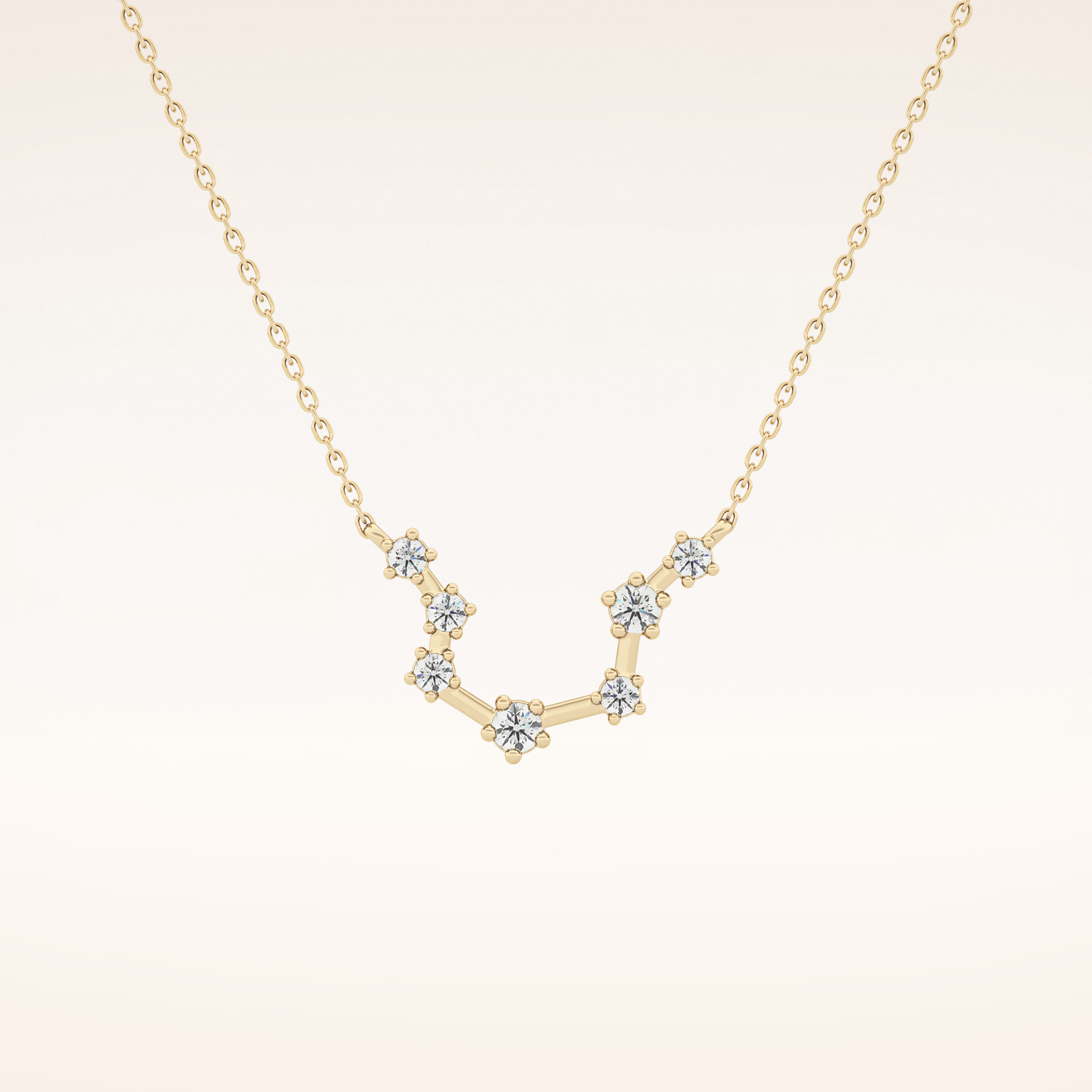 0.2 TCW Round Cut Moissanite Aquarius Zodiac Constellation Necklace