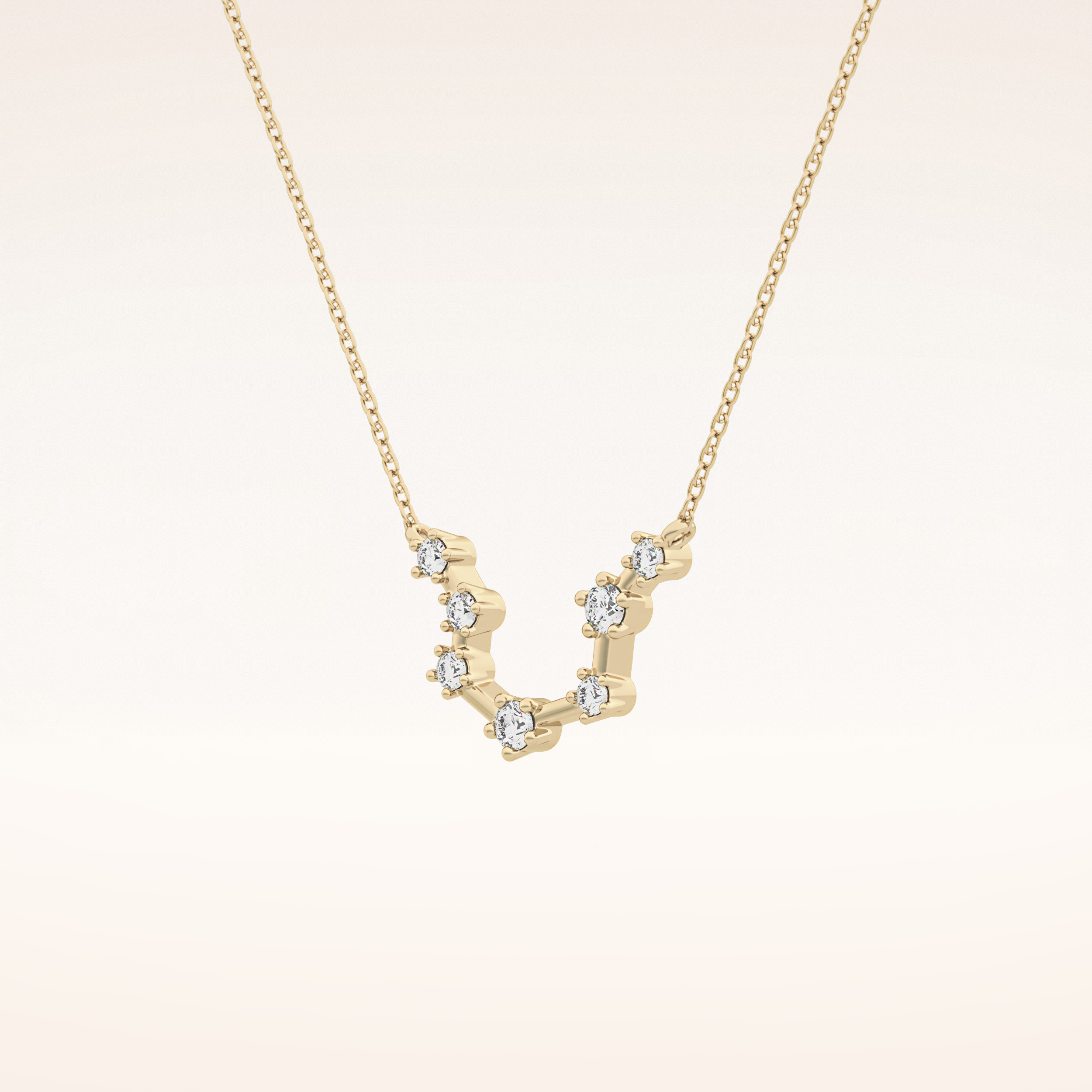 0.2 TCW Round Cut Moissanite Aquarius Zodiac Constellation Necklace