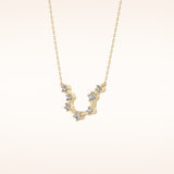 0.2 TCW Round Cut Moissanite Aquarius Zodiac Constellation Necklace