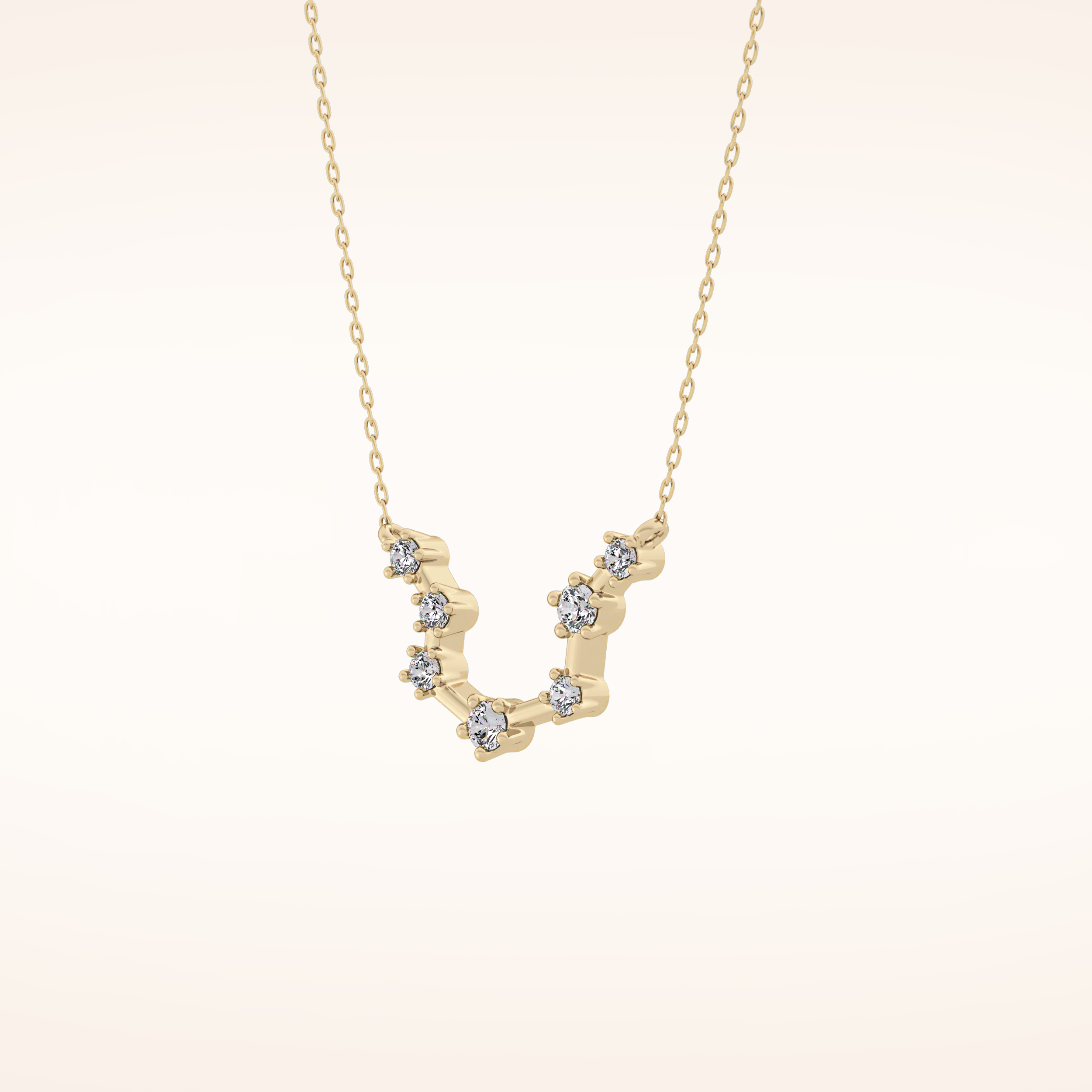 0.2 TCW Round Cut Moissanite Aquarius Zodiac Constellation Necklace
