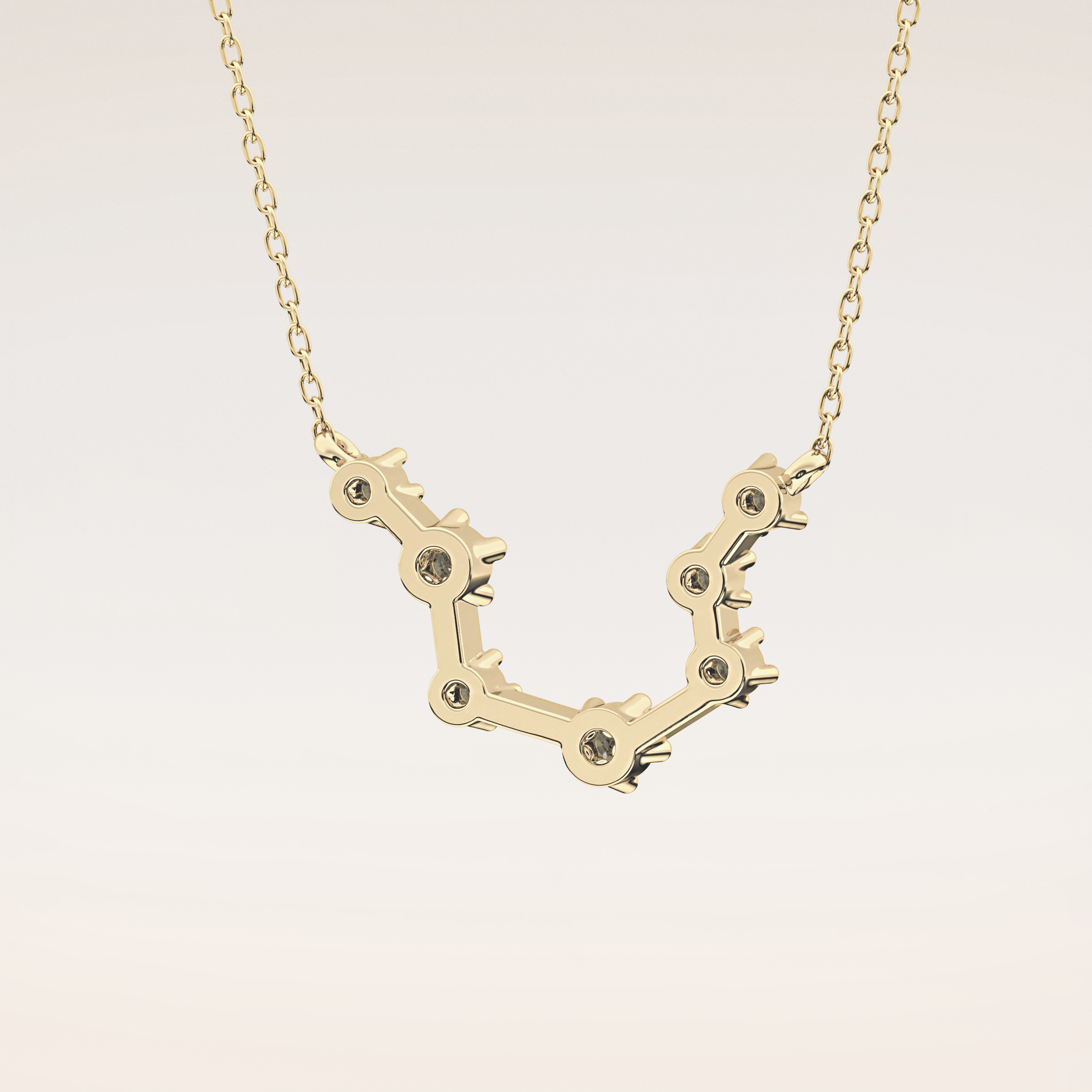 0.2 TCW Round Cut Moissanite Aquarius Zodiac Constellation Necklace