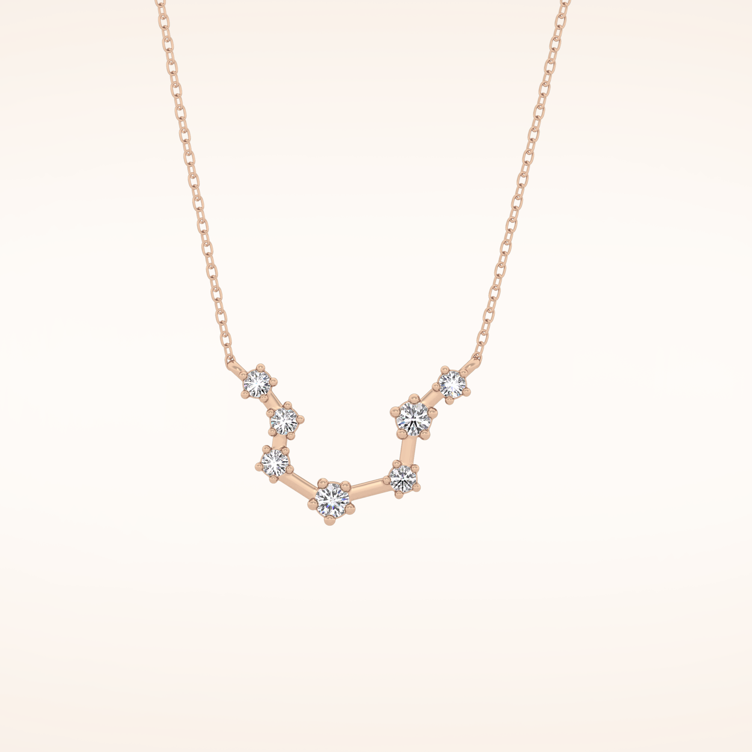 0.2 TCW Round Cut Moissanite Aquarius Zodiac Constellation Necklace