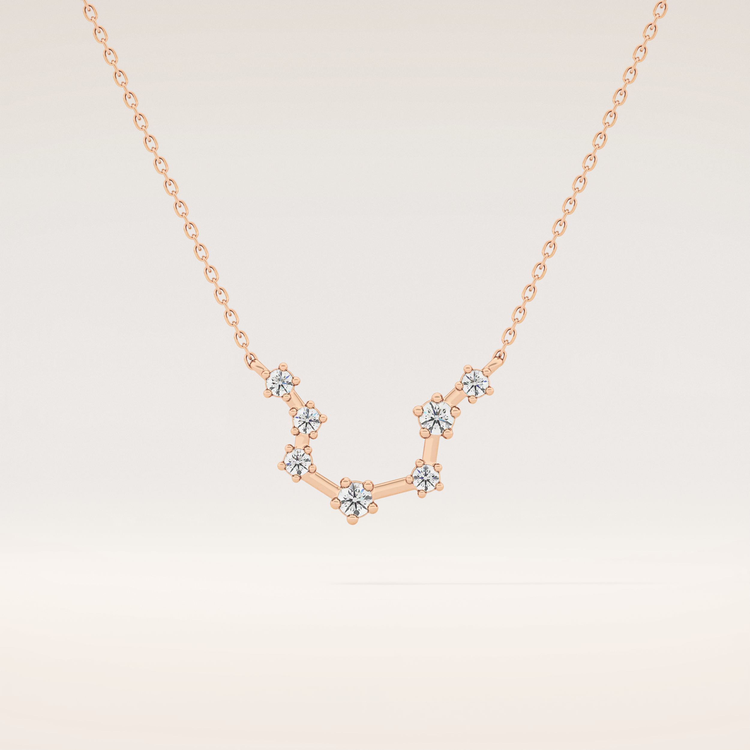 0.2 TCW Round Cut Moissanite Aquarius Zodiac Constellation Necklace