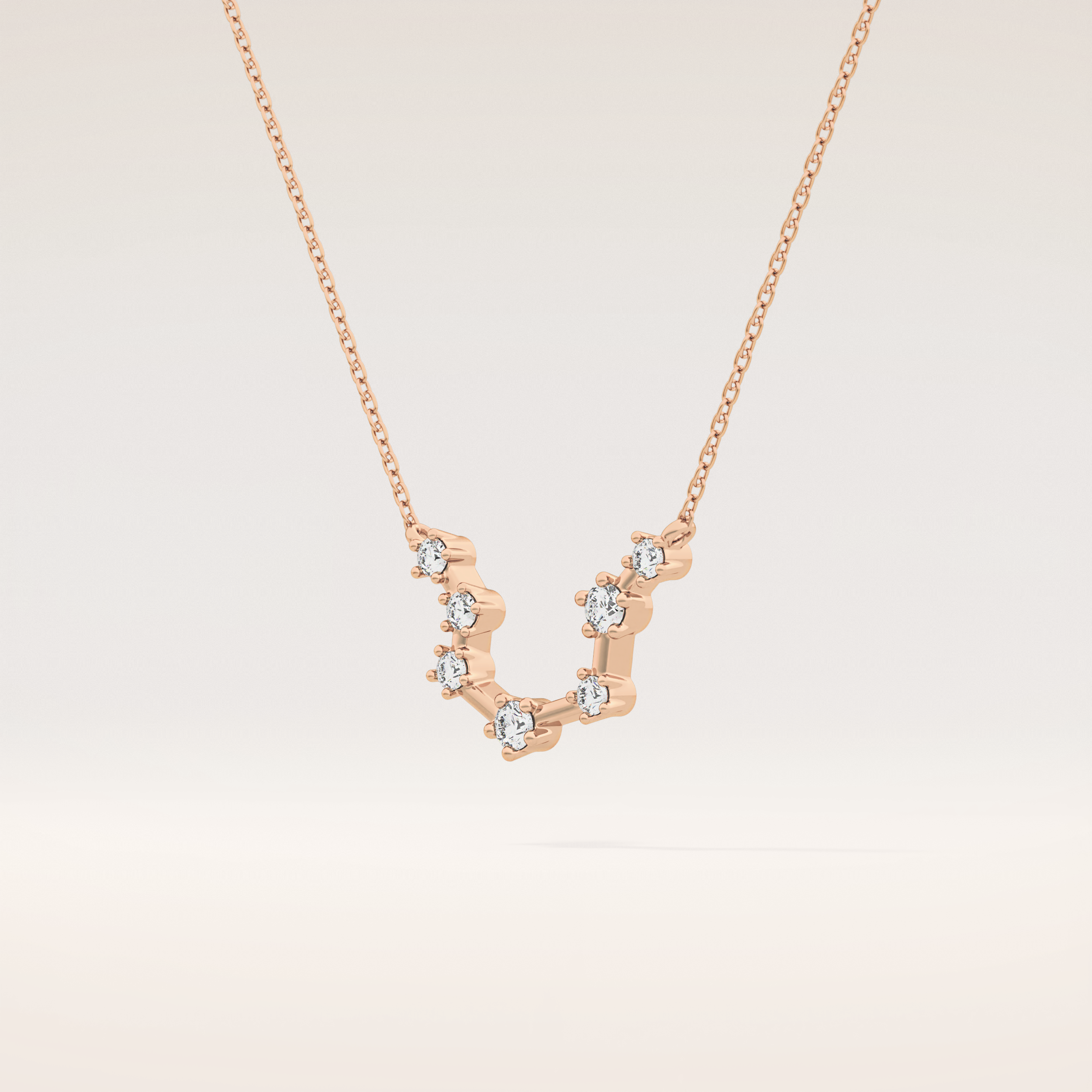 0.2 TCW Round Cut Moissanite Aquarius Zodiac Constellation Necklace