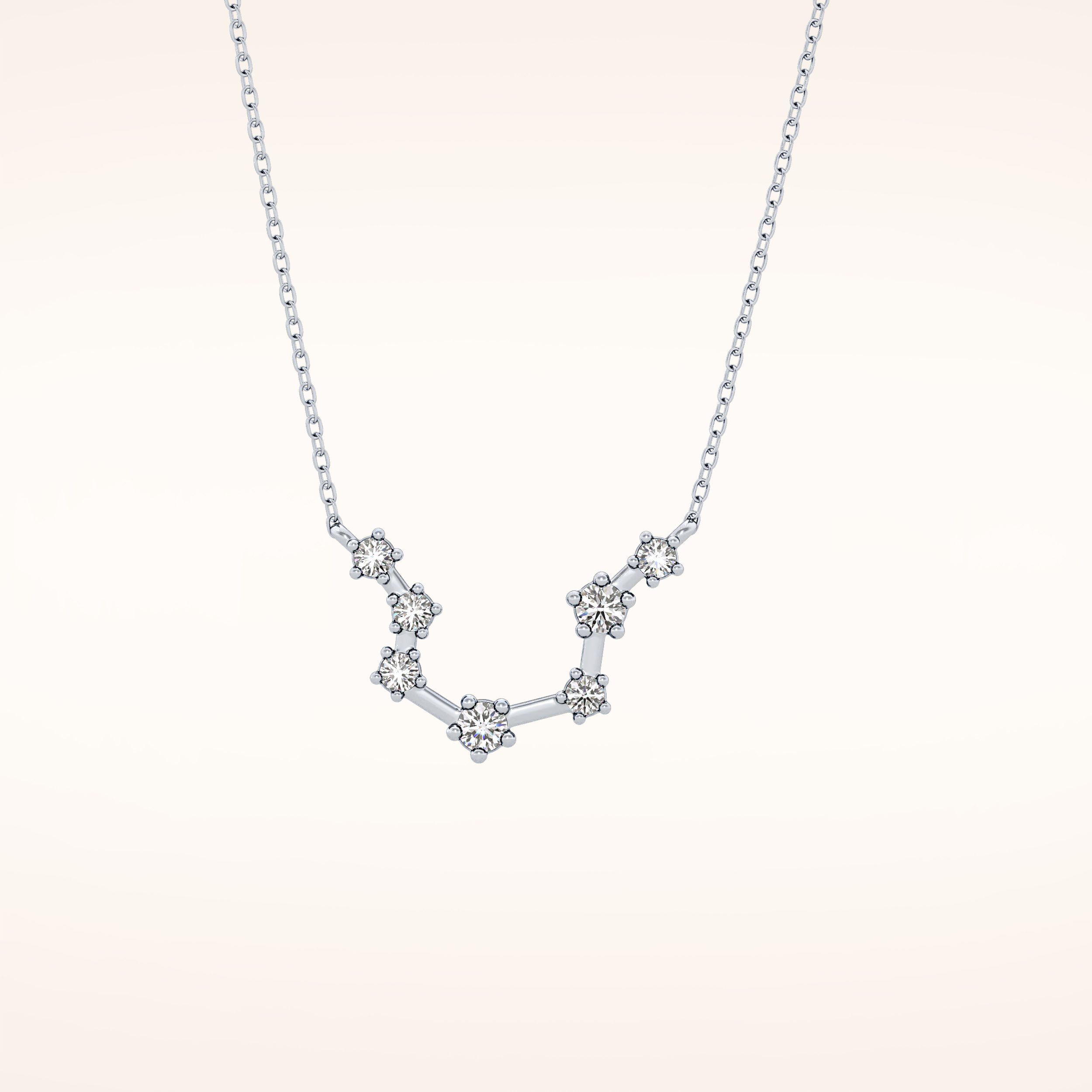 0.2 TCW Round Cut Moissanite Aquarius Zodiac Constellation Necklace