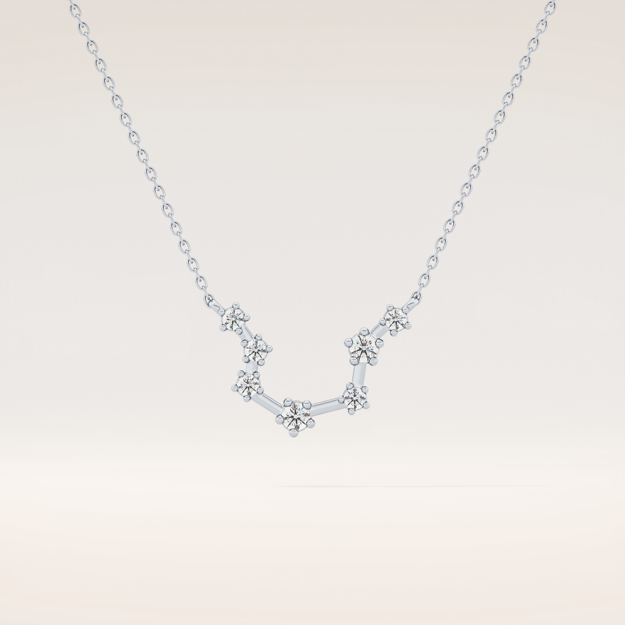 0.2 TCW Round Cut Moissanite Aquarius Zodiac Constellation Necklace