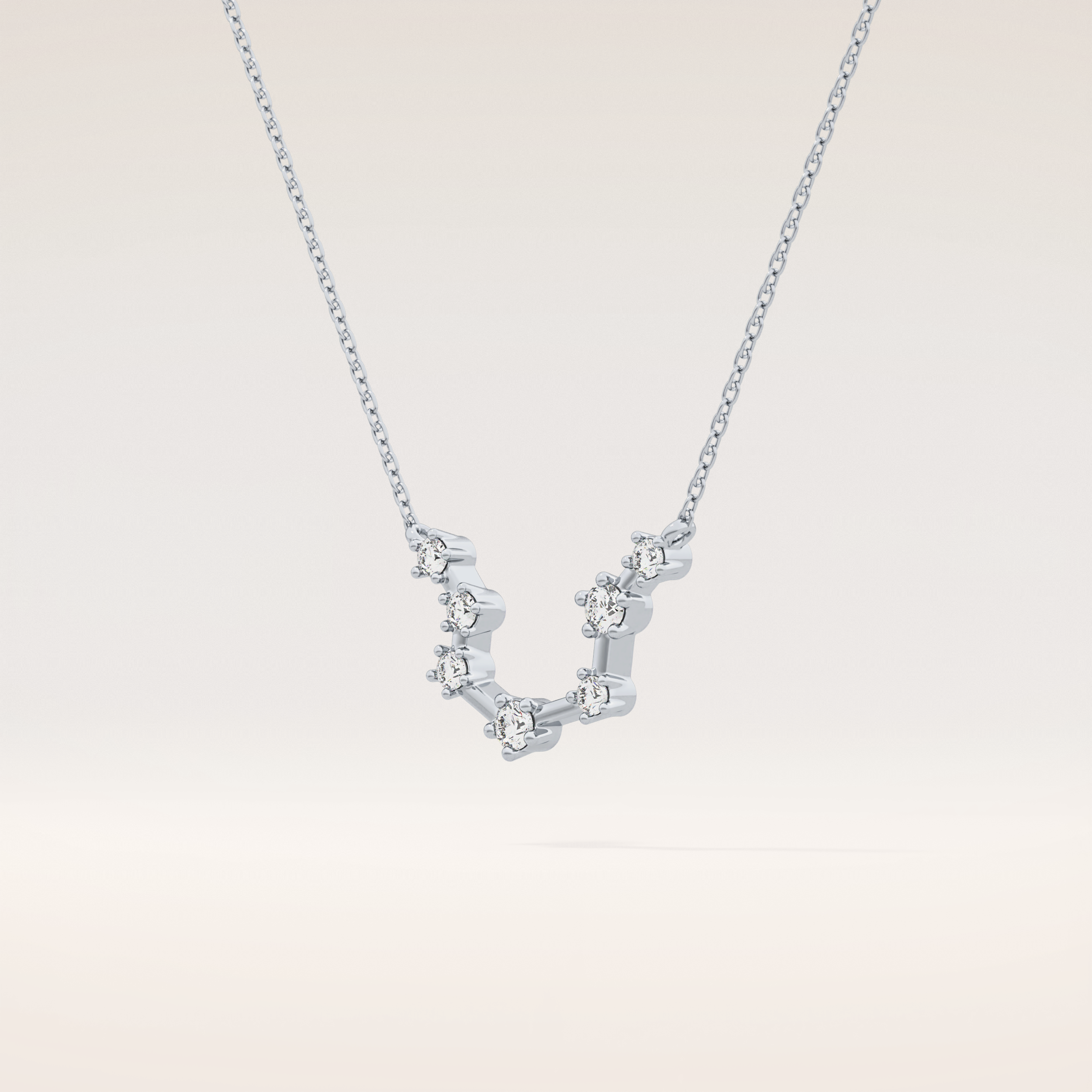 0.2 TCW Round Cut Moissanite Aquarius Zodiac Constellation Necklace