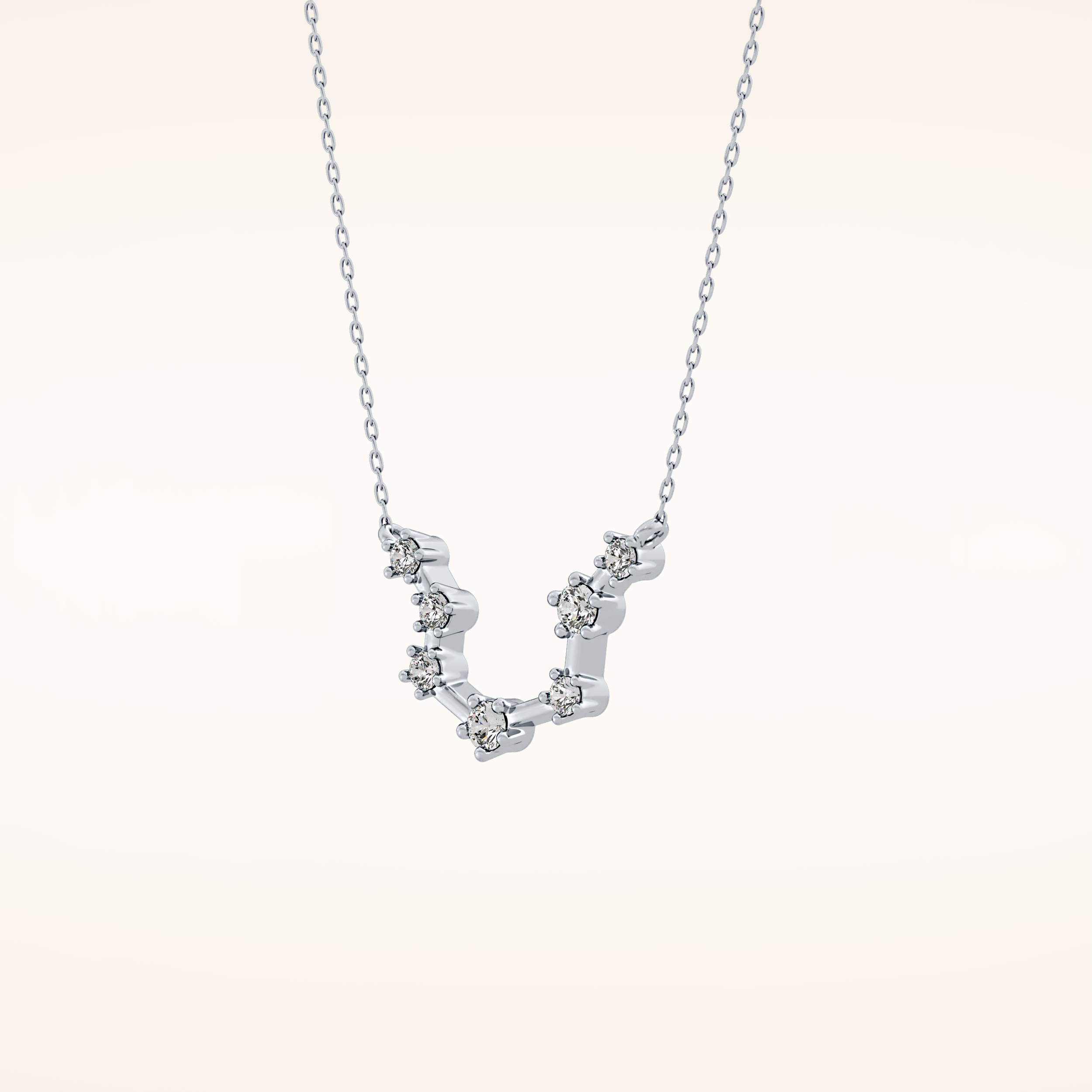 0.2 TCW Round Cut Moissanite Aquarius Zodiac Constellation Necklace