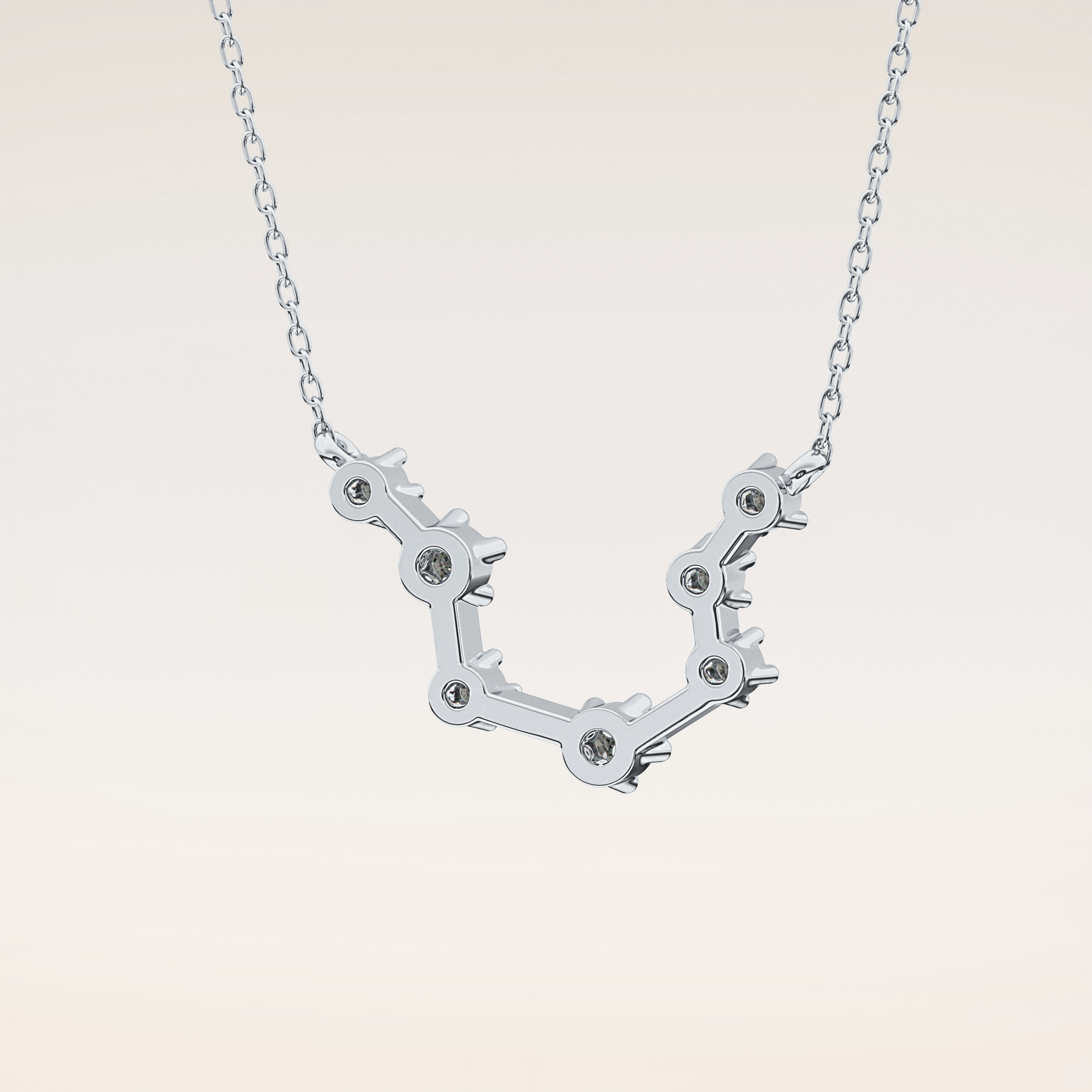 0.2 TCW Round Cut Moissanite Aquarius Zodiac Constellation Necklace