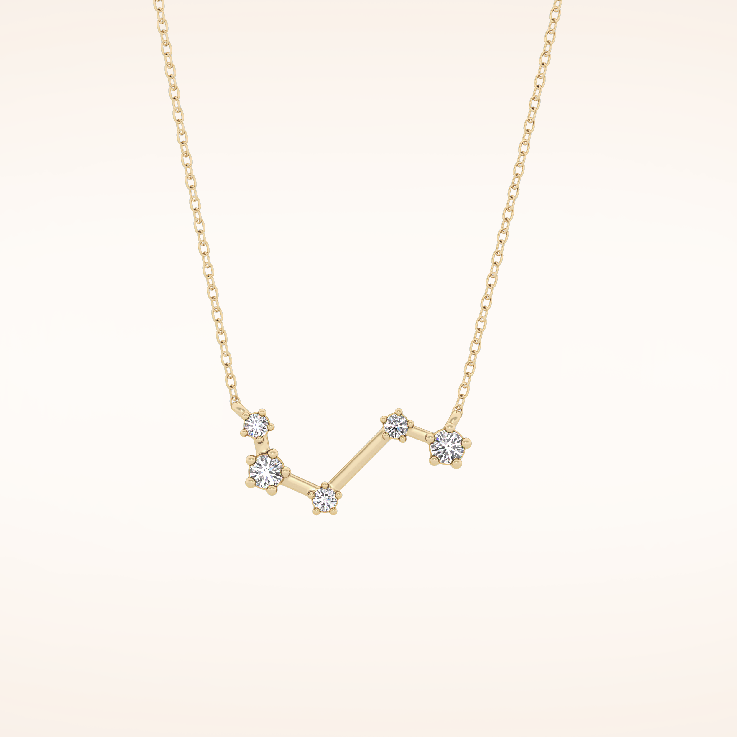 0.16 TCW Round Cut Moissanite Aries Zodiac Constellation Necklace