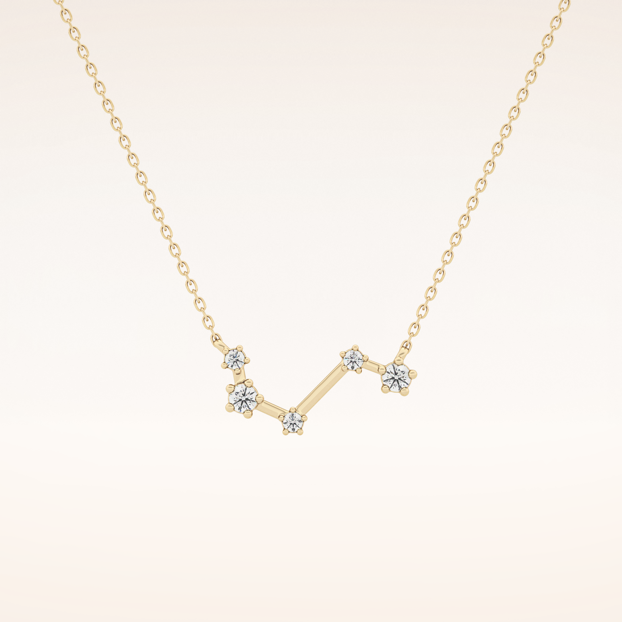 0.16 TCW Round Cut Moissanite Aries Zodiac Constellation Necklace
