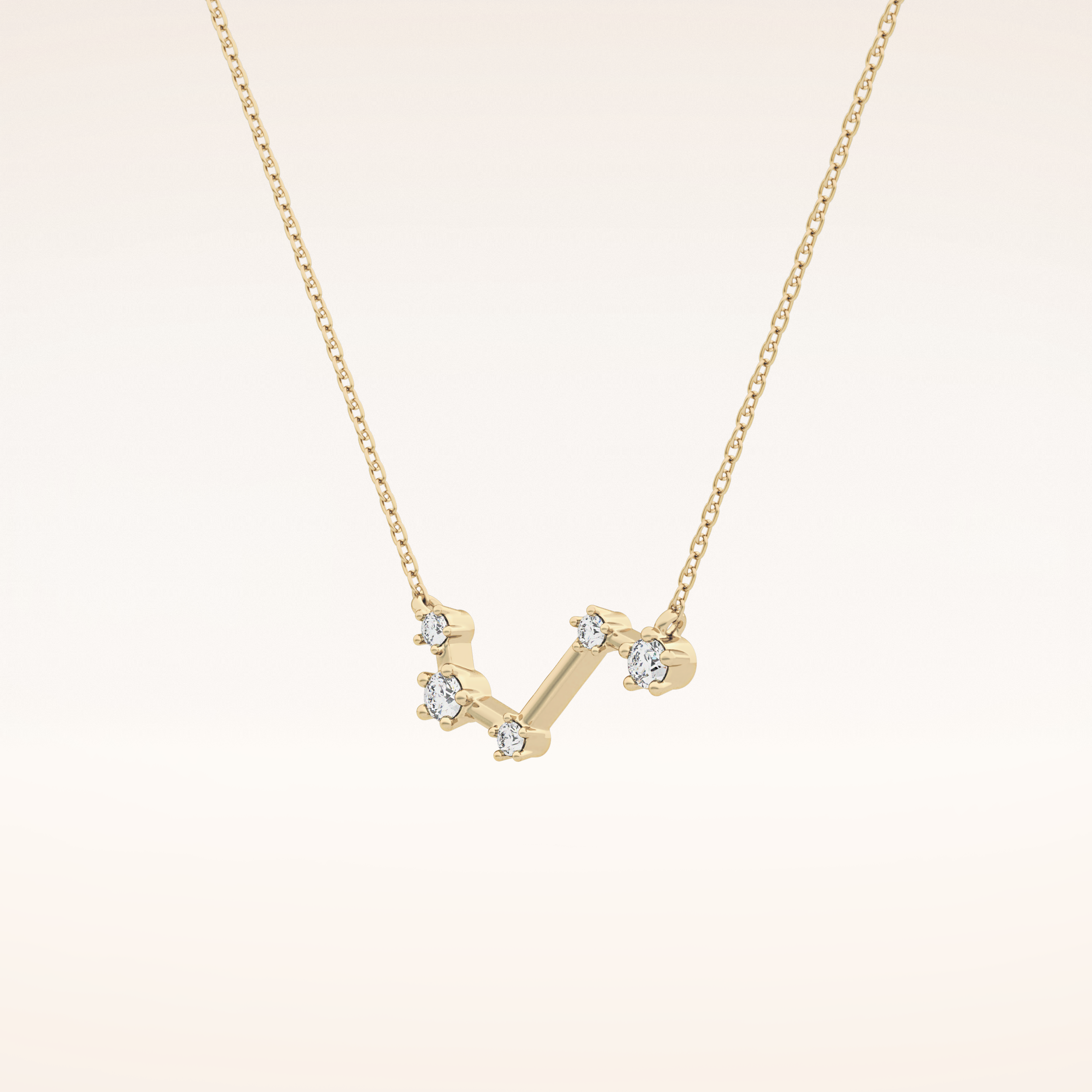 0.16 TCW Round Cut Moissanite Aries Zodiac Constellation Necklace