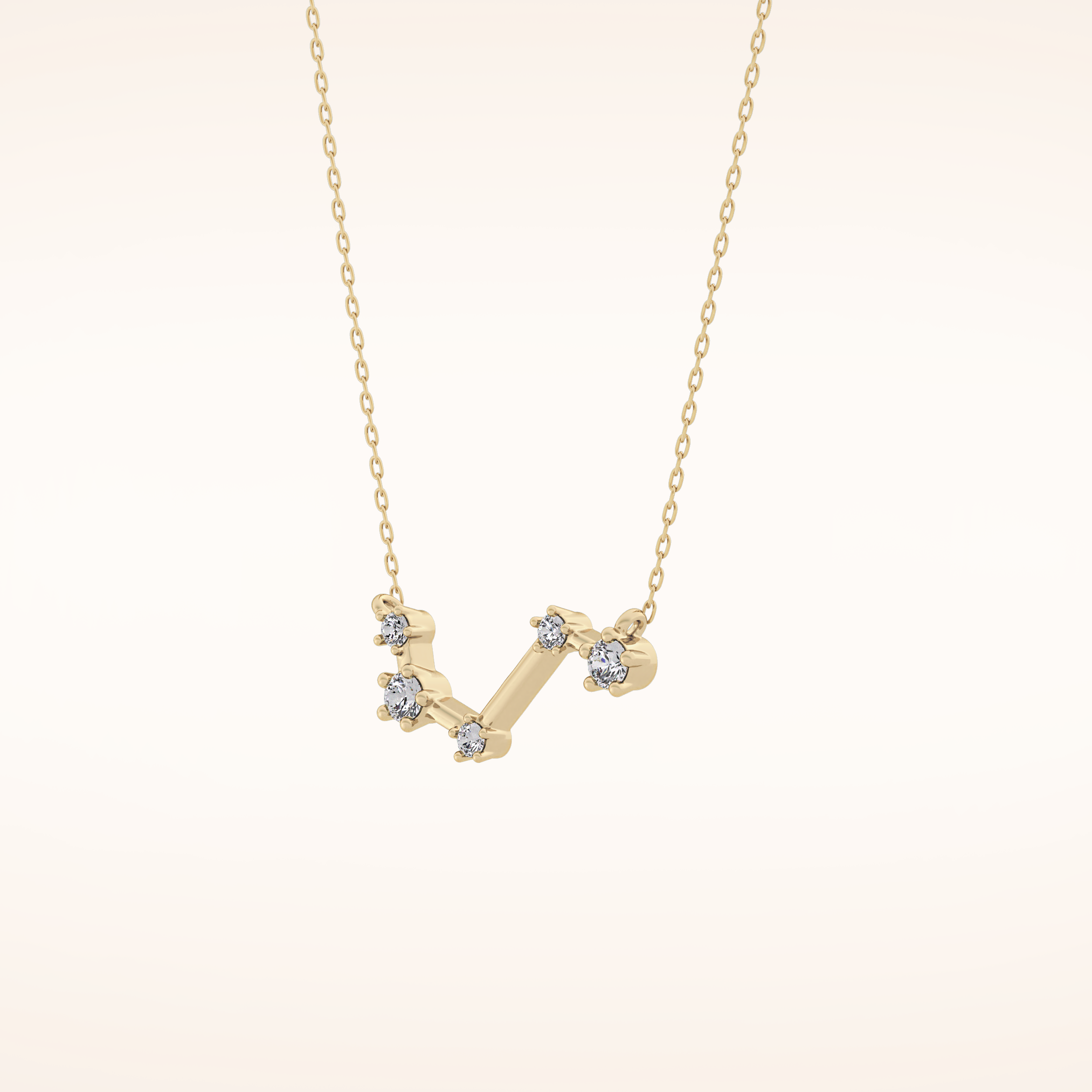 0.16 TCW Round Cut Moissanite Aries Zodiac Constellation Necklace