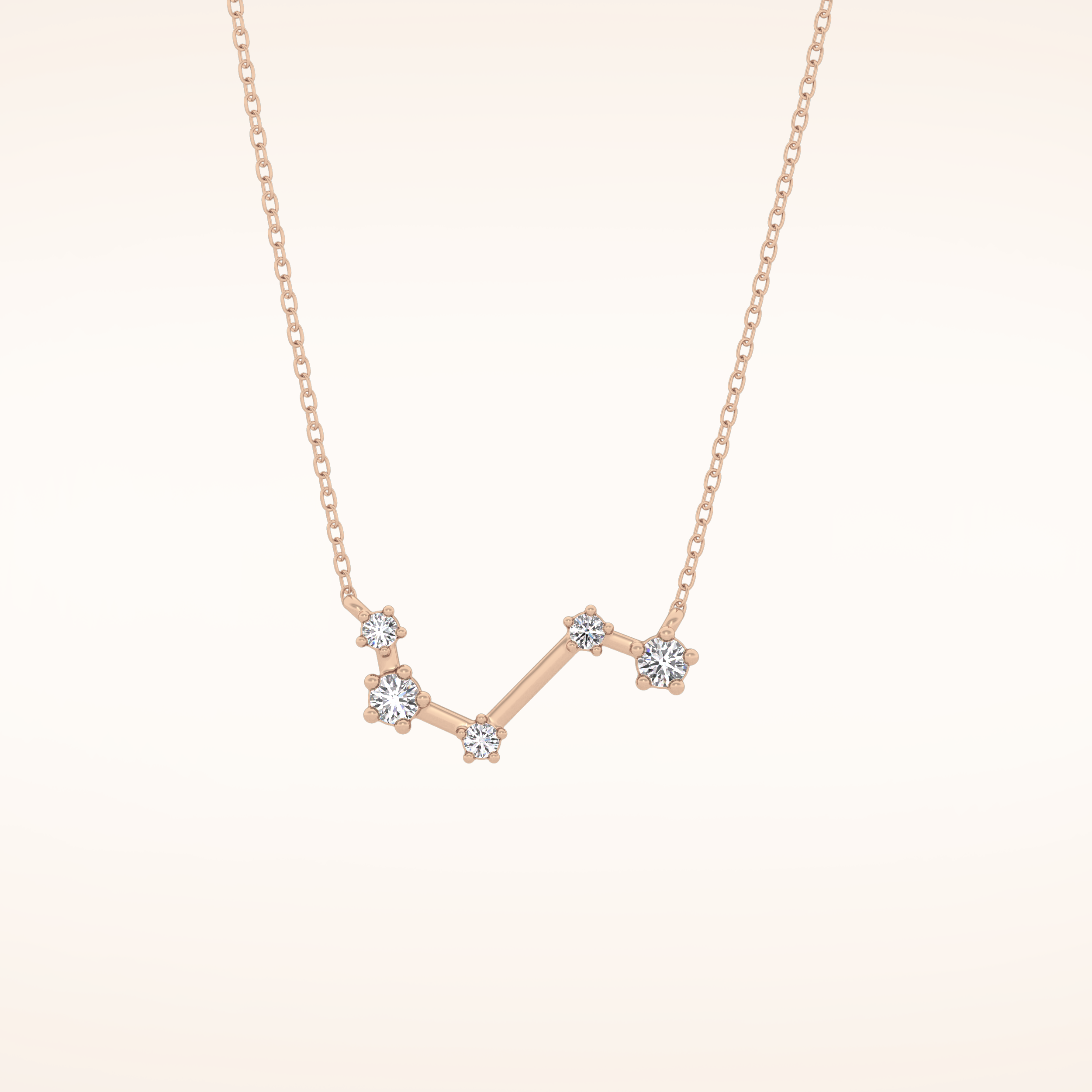 0.16 TCW Round Cut Moissanite Aries Zodiac Constellation Necklace