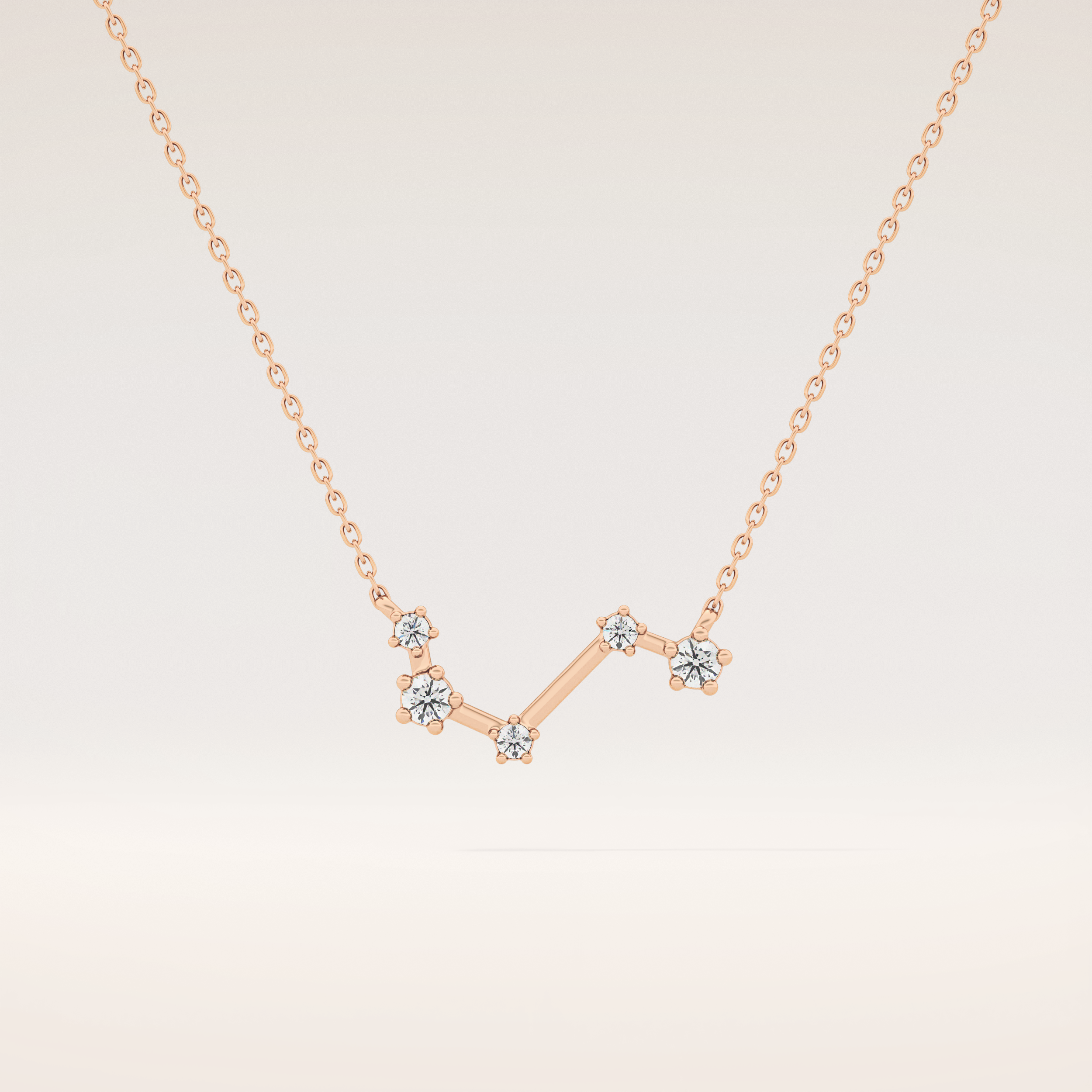 0.16 TCW Round Cut Moissanite Aries Zodiac Constellation Necklace