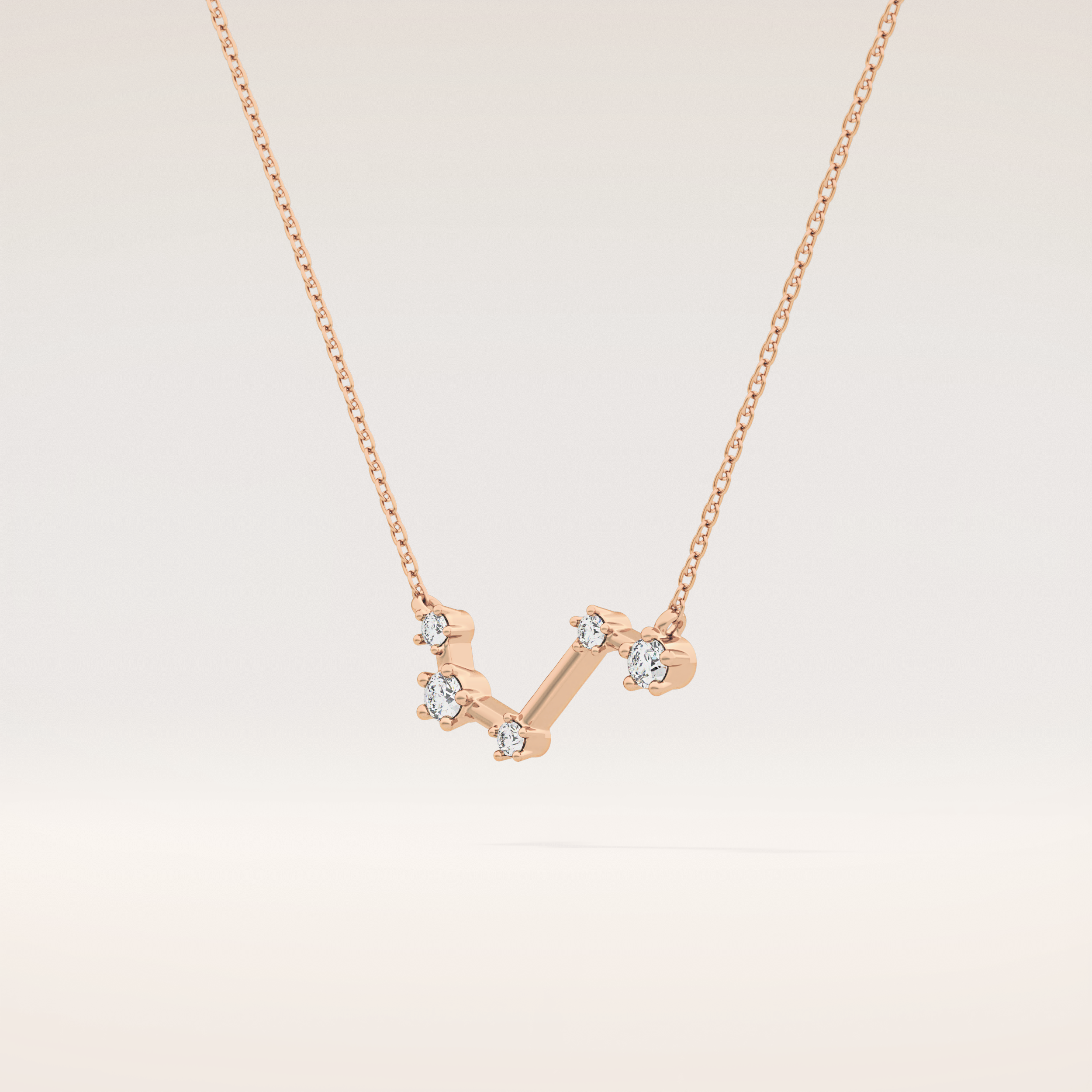0.16 TCW Round Cut Moissanite Aries Zodiac Constellation Necklace