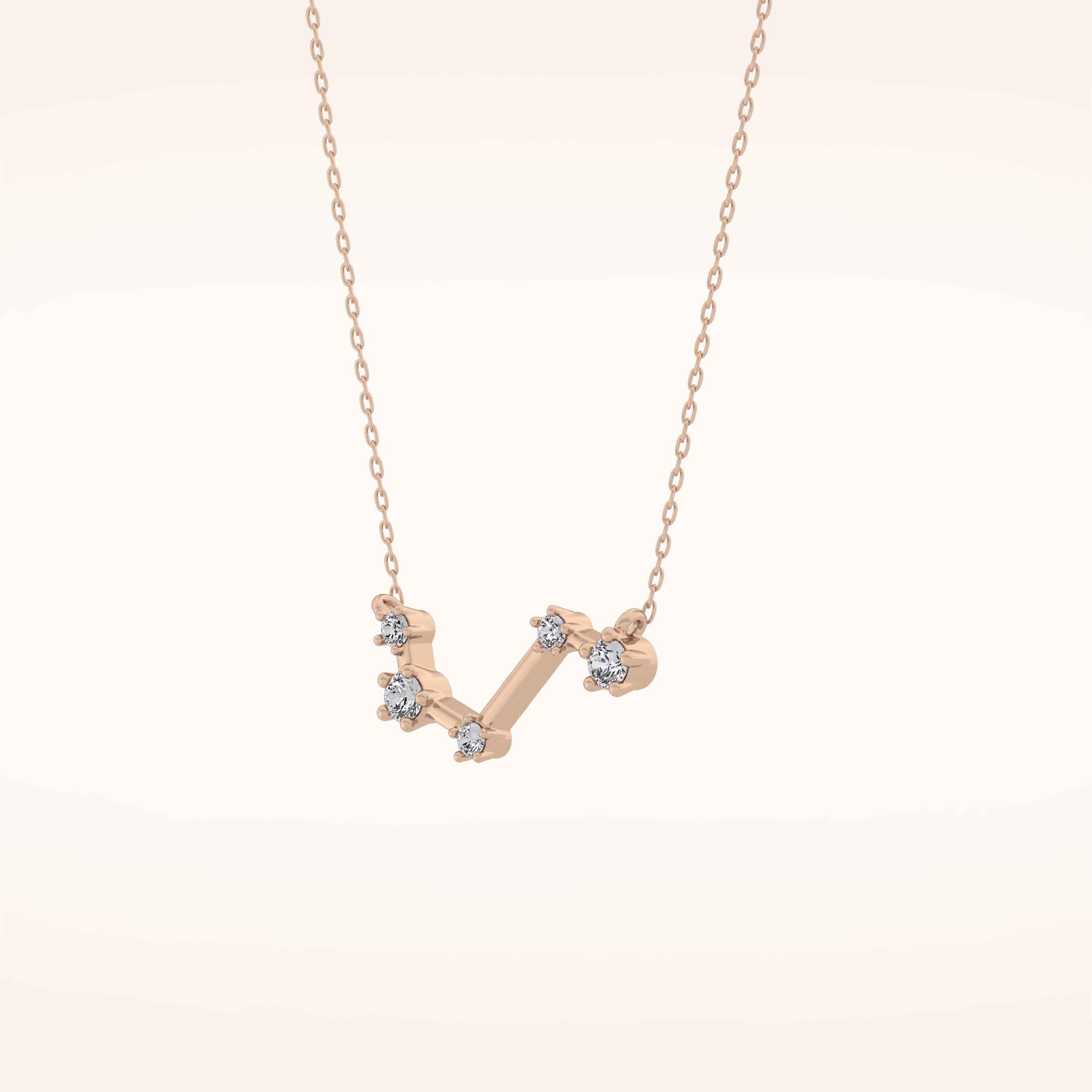 0.16 TCW Round Cut Moissanite Aries Zodiac Constellation Necklace