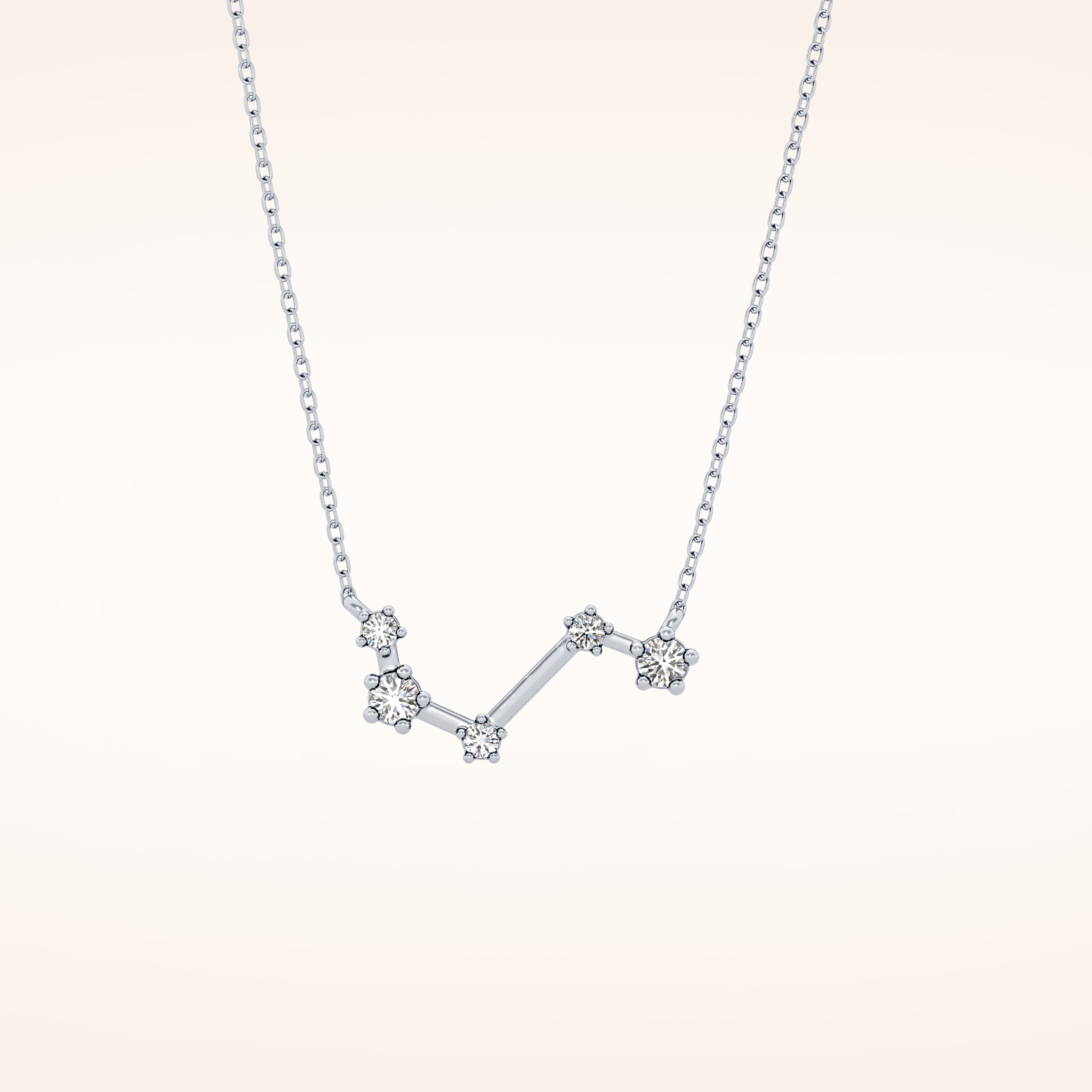 0.16 TCW Round Cut Moissanite Aries Zodiac Constellation Necklace