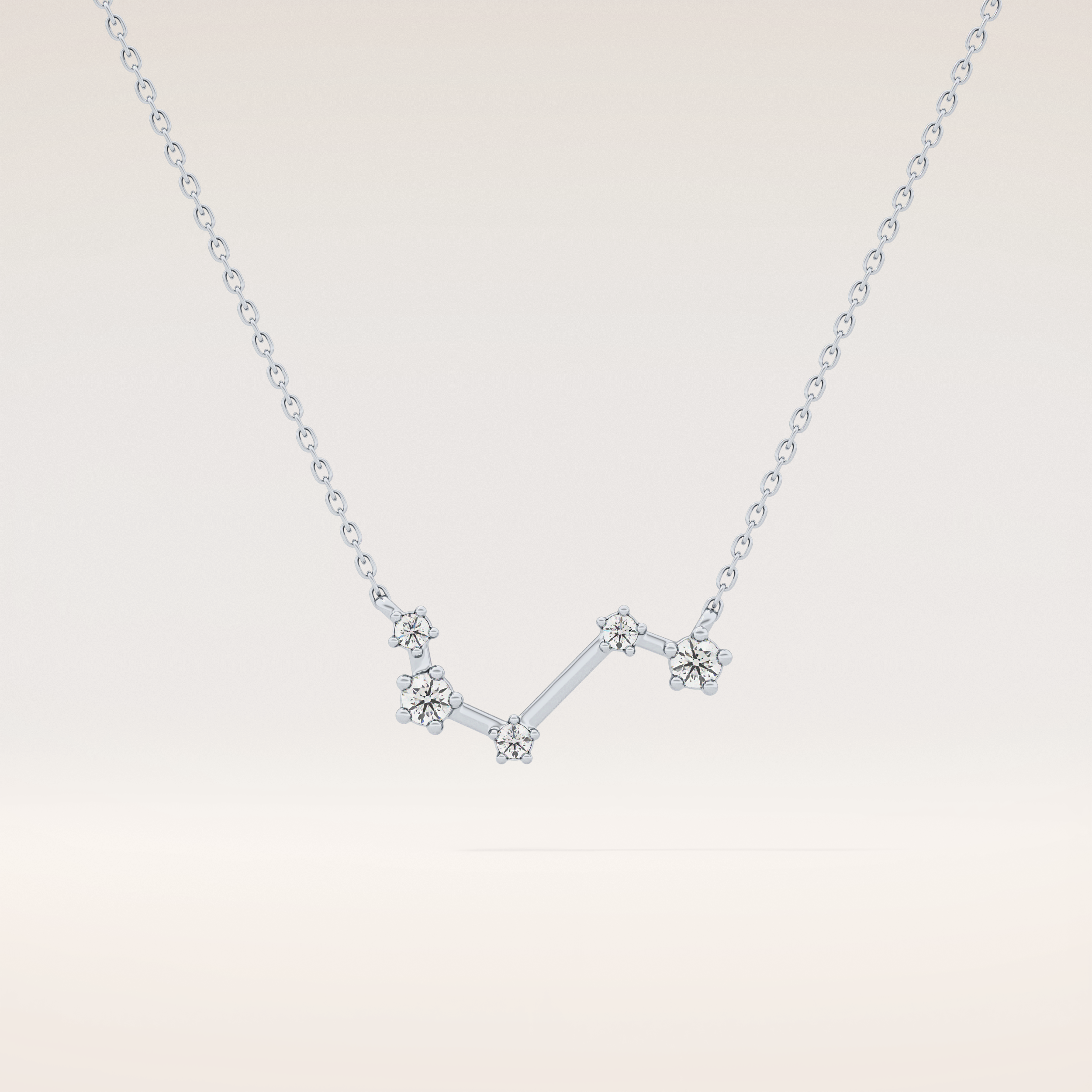 0.16 TCW Round Cut Moissanite Aries Zodiac Constellation Necklace