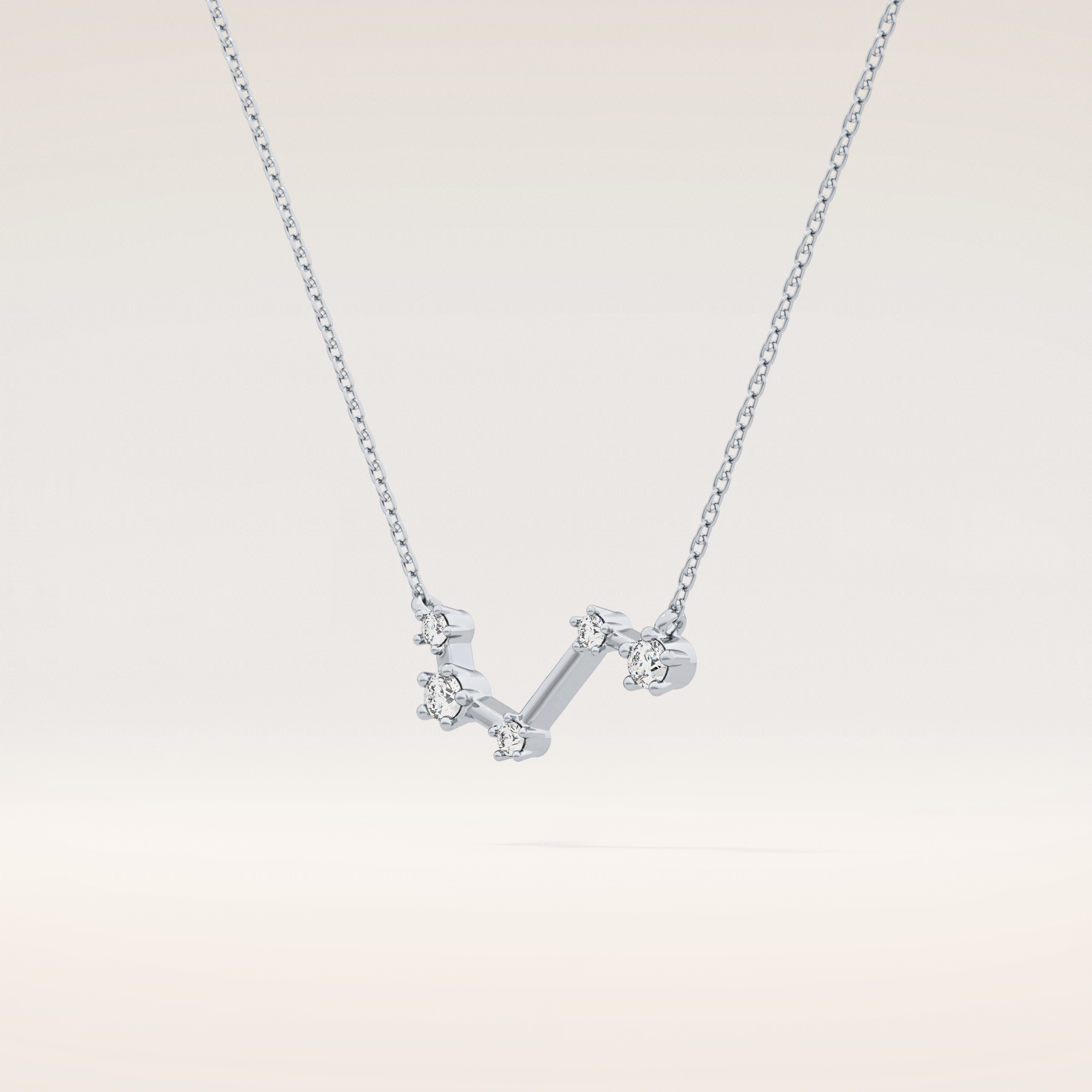 0.16 TCW Round Cut Moissanite Aries Zodiac Constellation Necklace