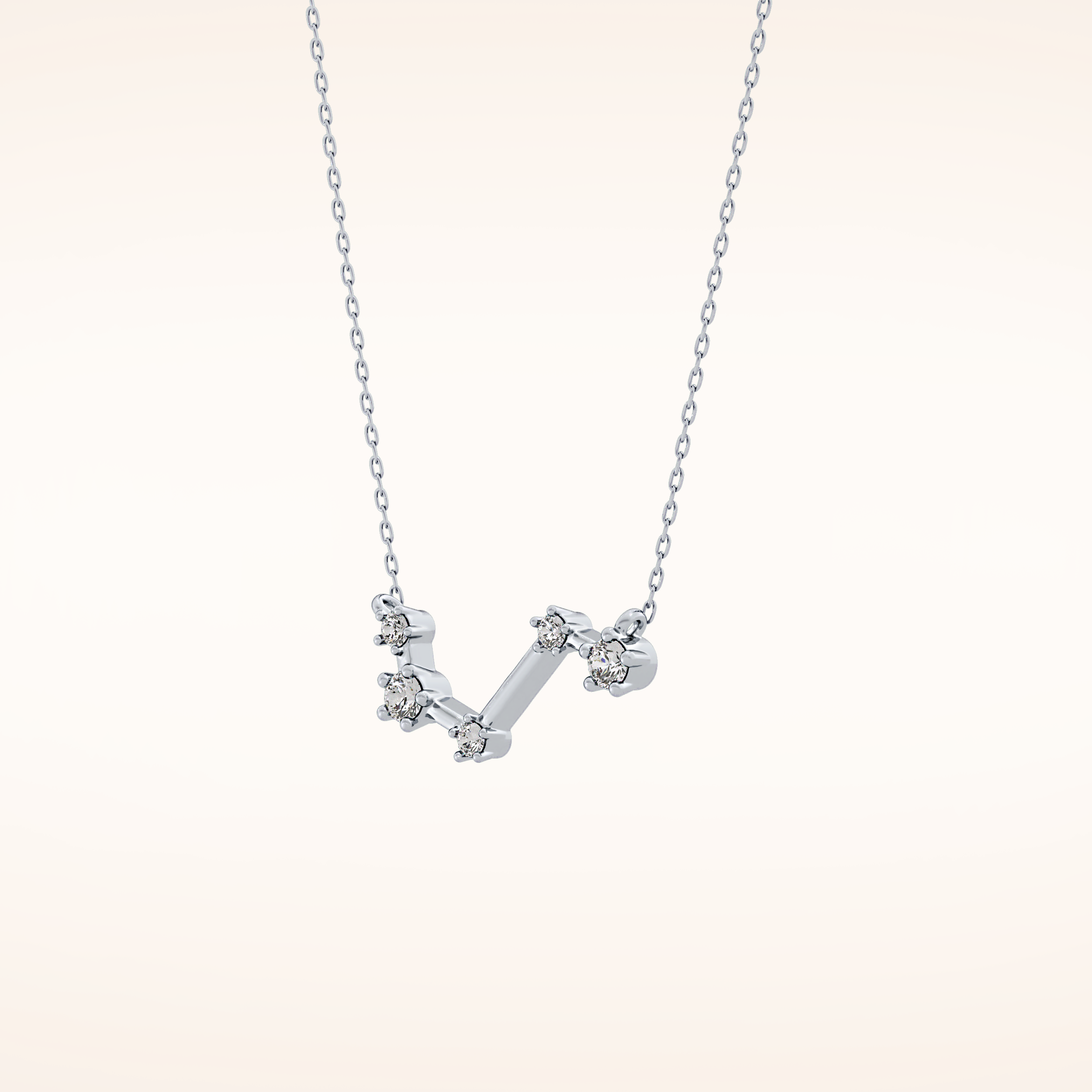 0.16 TCW Round Cut Moissanite Aries Zodiac Constellation Necklace