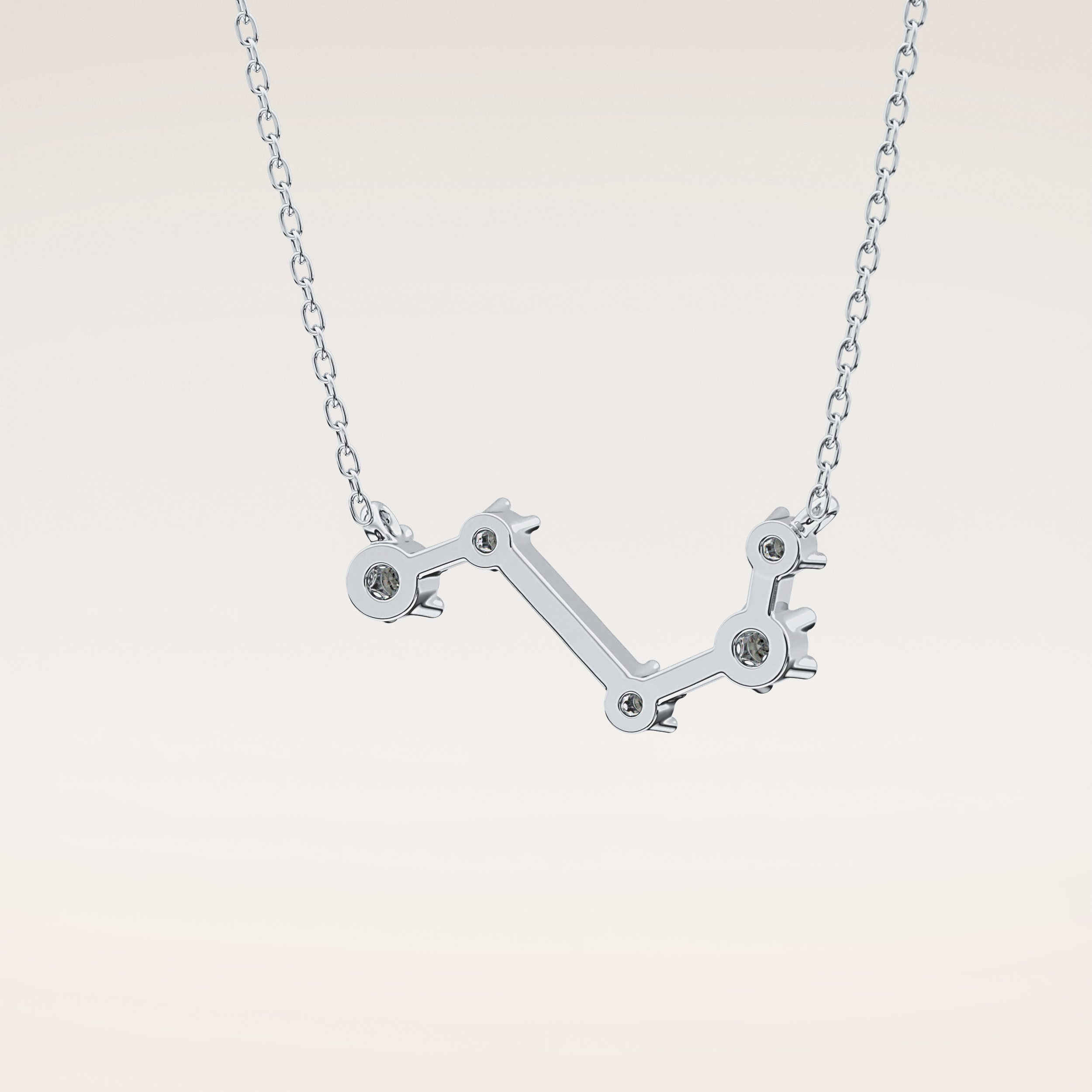0.16 TCW Round Cut Moissanite Aries Zodiac Constellation Necklace