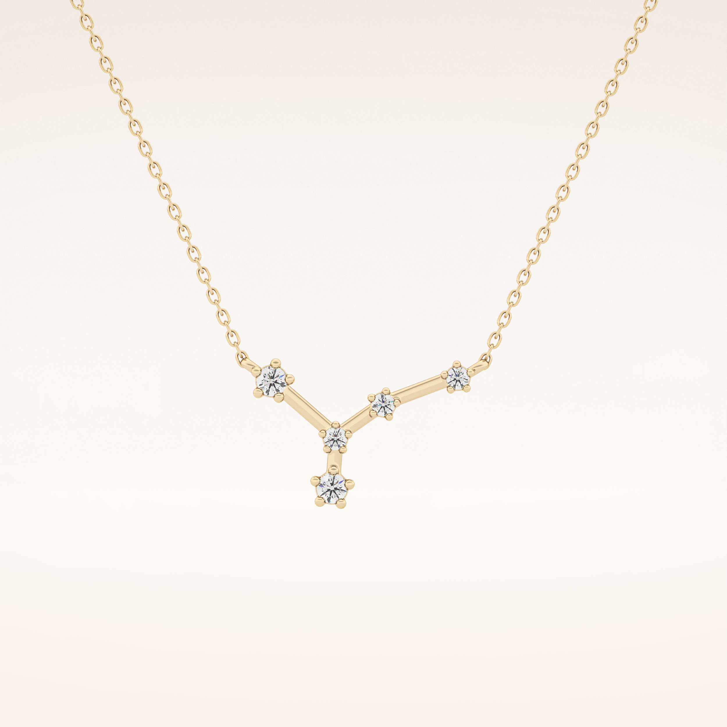 0.116 TCW Round Cut Moissanite Cancer Zodiac Constellation Necklace