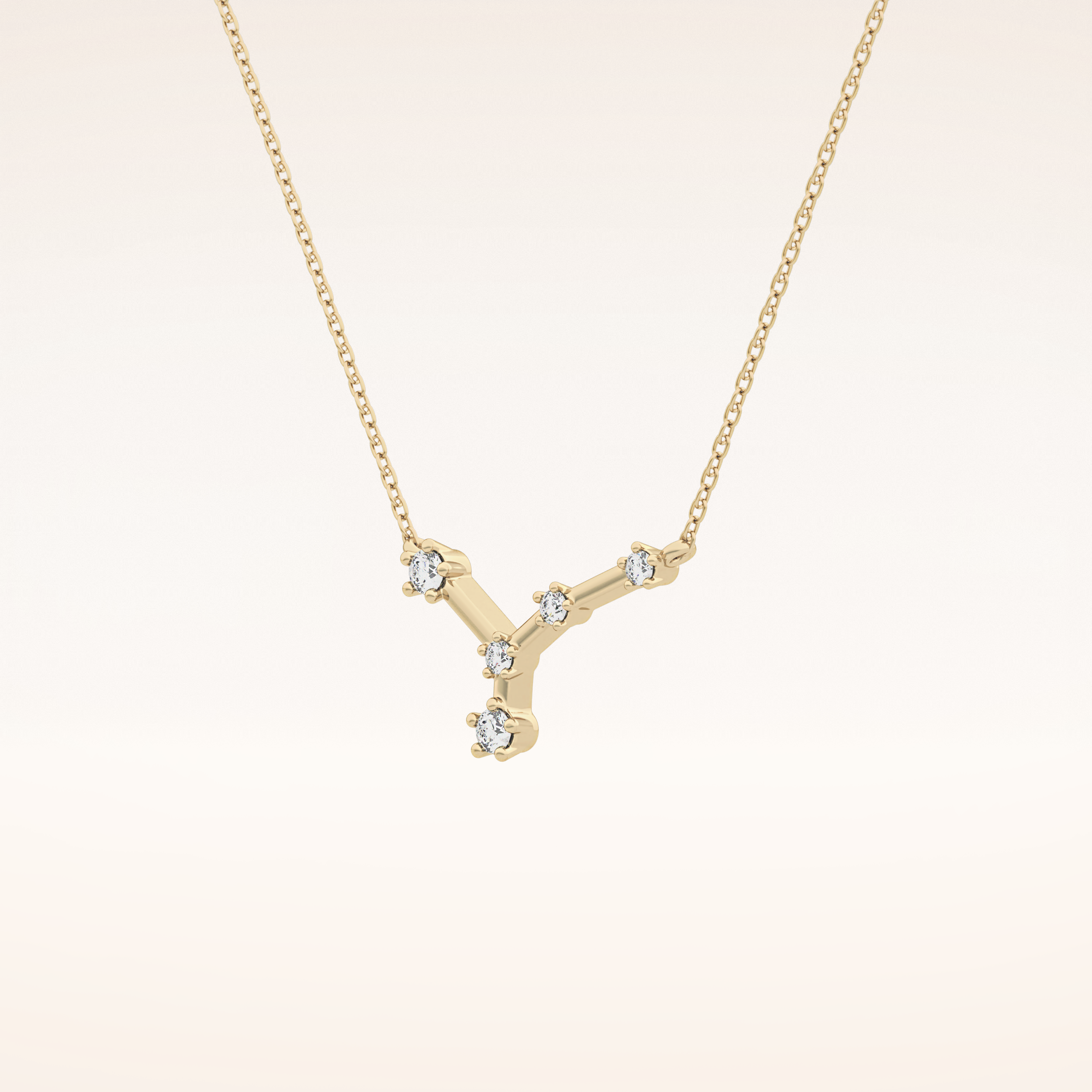 0.116 TCW Round Cut Moissanite Cancer Zodiac Constellation Necklace