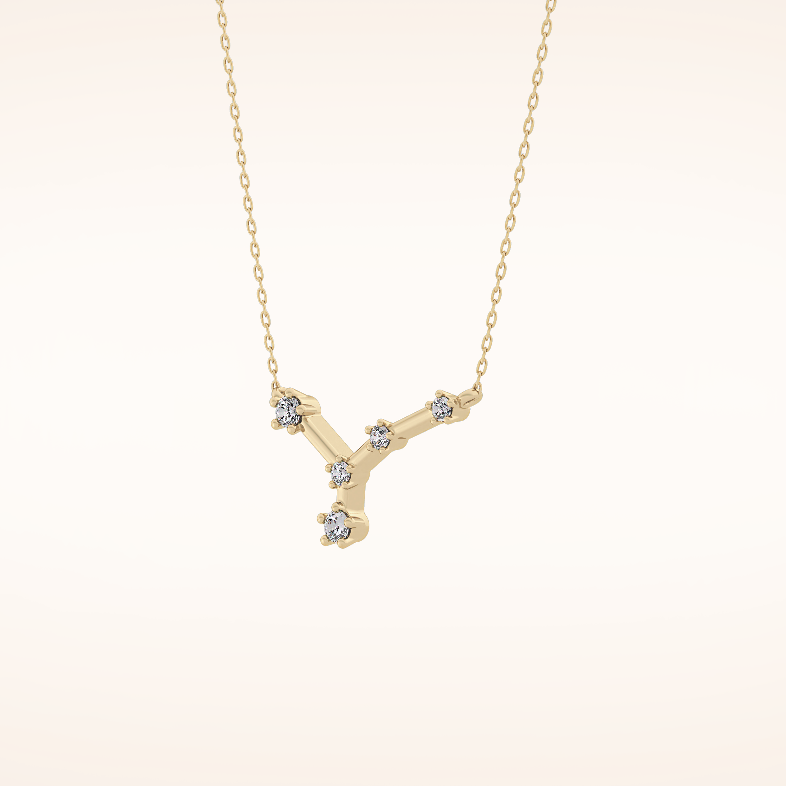 0.116 TCW Round Cut Moissanite Cancer Zodiac Constellation Necklace