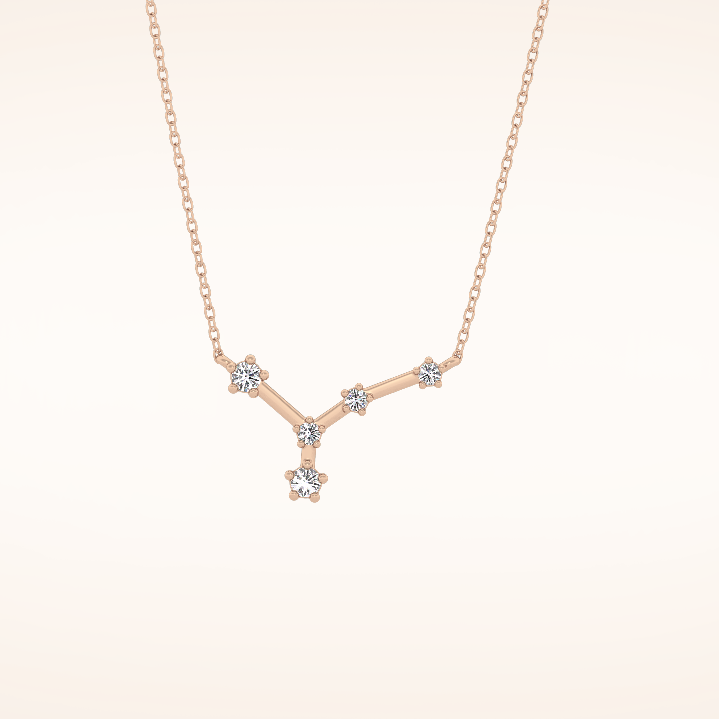 0.116 TCW Round Cut Moissanite Cancer Zodiac Constellation Necklace