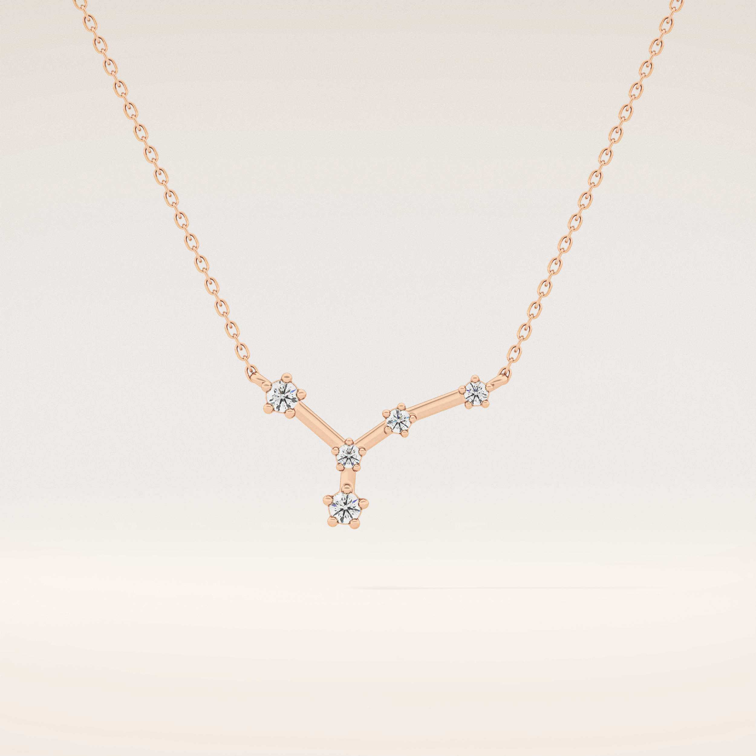 0.116 TCW Round Cut Moissanite Cancer Zodiac Constellation Necklace