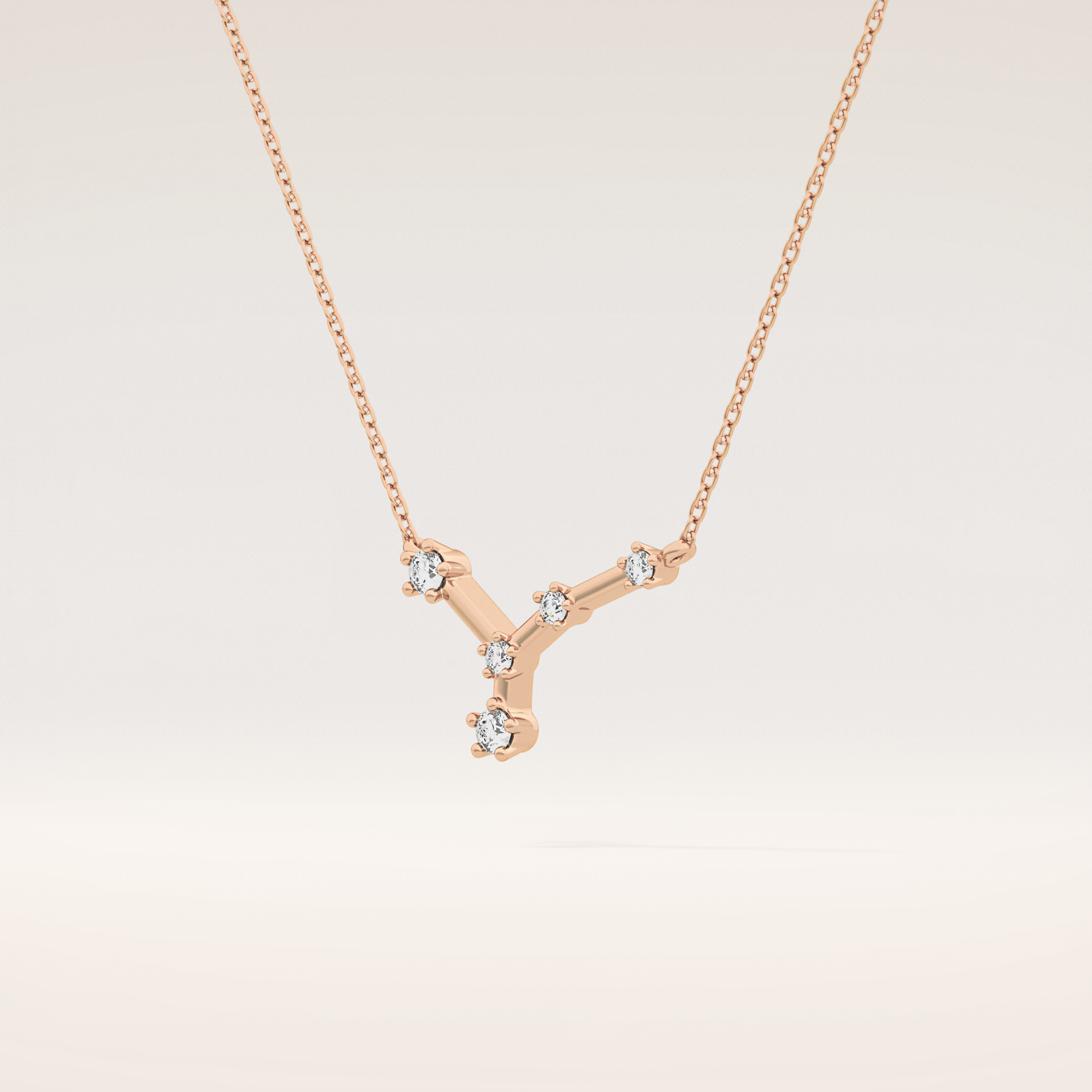 0.116 TCW Round Cut Moissanite Cancer Zodiac Constellation Necklace
