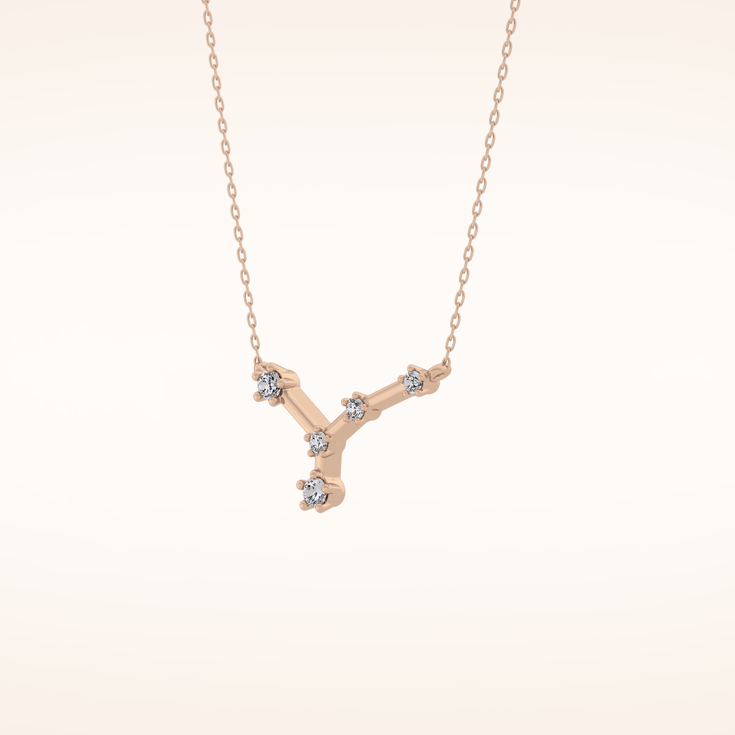 0.116 TCW Round Cut Moissanite Cancer Zodiac Constellation Necklace