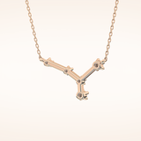 0.116 TCW Round Cut Moissanite Cancer Zodiac Constellation Necklace