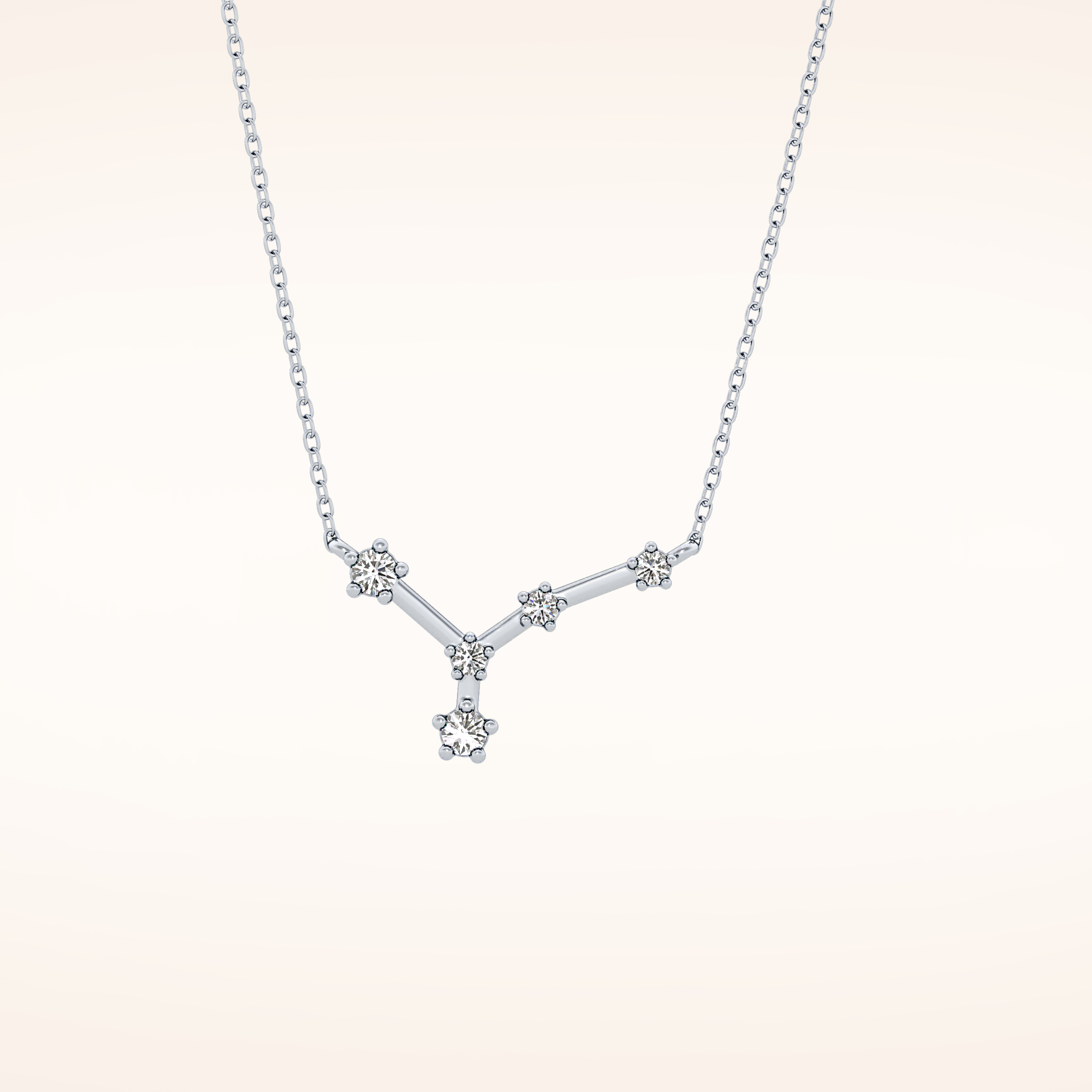 0.116 TCW Round Cut Moissanite Cancer Zodiac Constellation Necklace