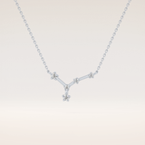 0.116 TCW Round Cut Moissanite Cancer Zodiac Constellation Necklace