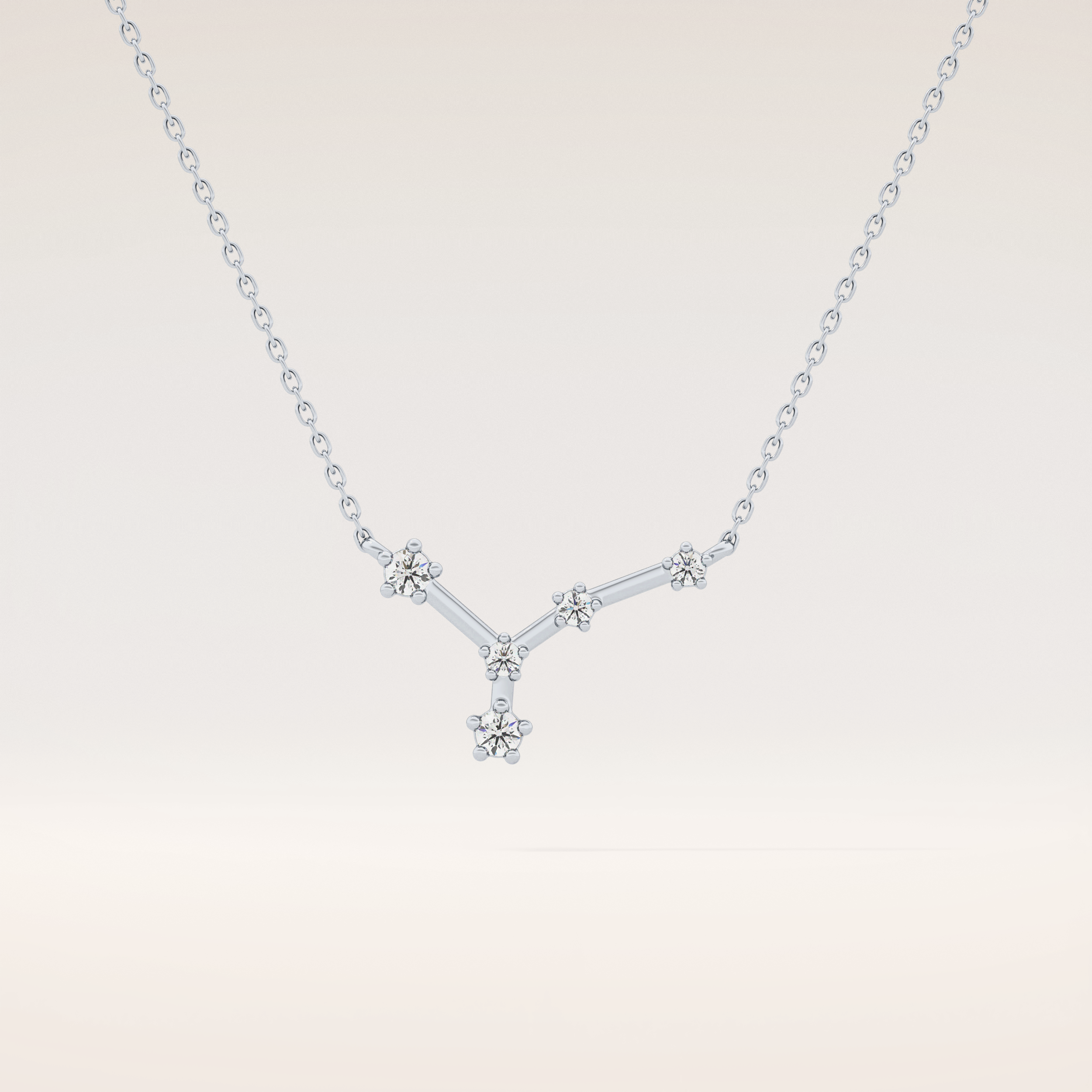 0.116 TCW Round Cut Moissanite Cancer Zodiac Constellation Necklace