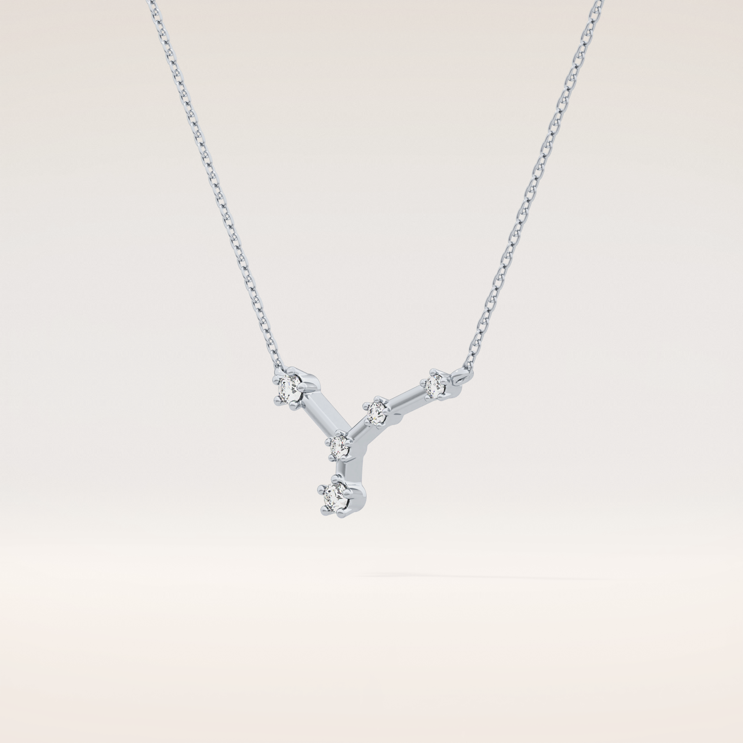 0.116 TCW Round Cut Moissanite Cancer Zodiac Constellation Necklace