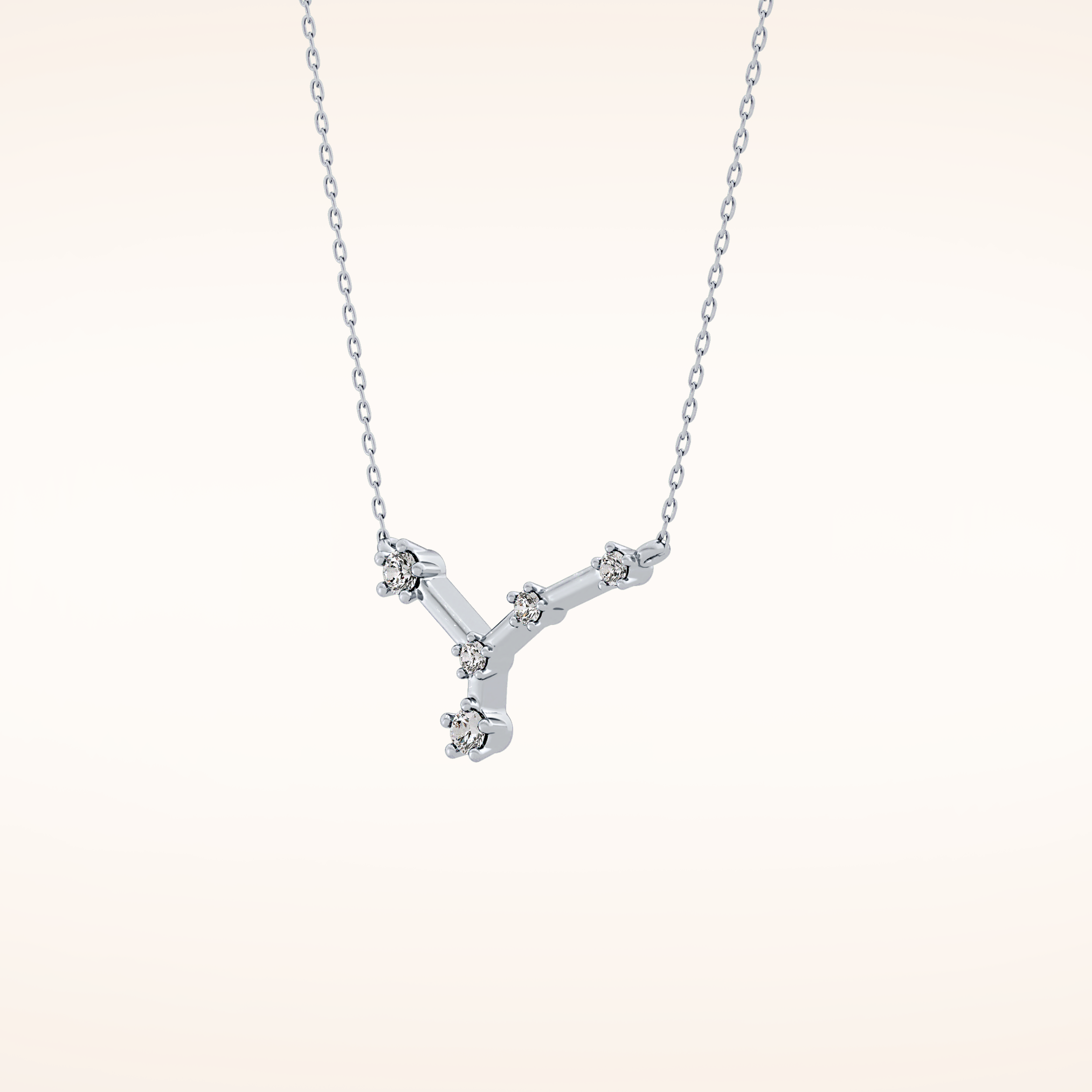 0.116 TCW Round Cut Moissanite Cancer Zodiac Constellation Necklace