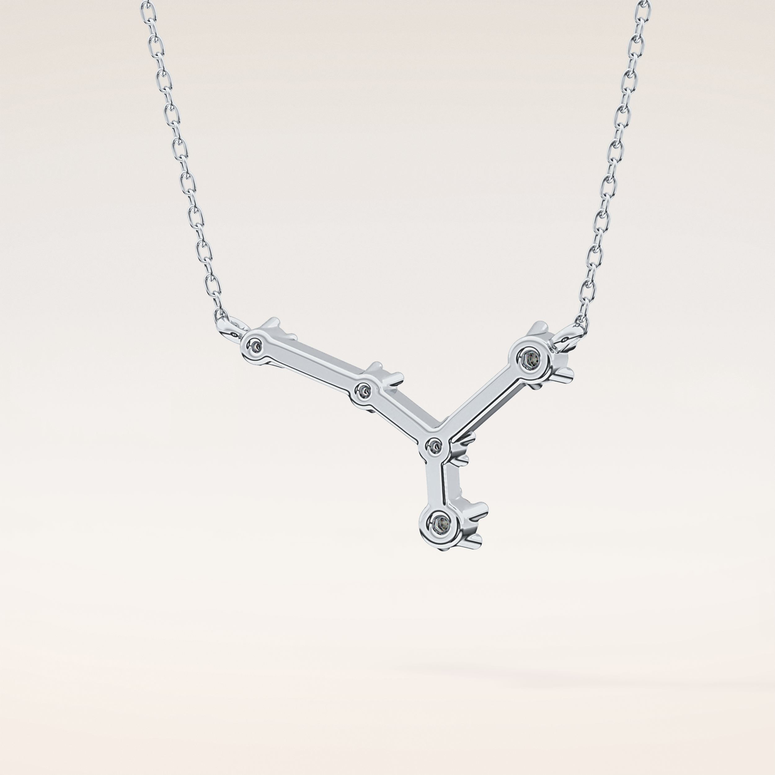 0.116 TCW Round Cut Moissanite Cancer Zodiac Constellation Necklace