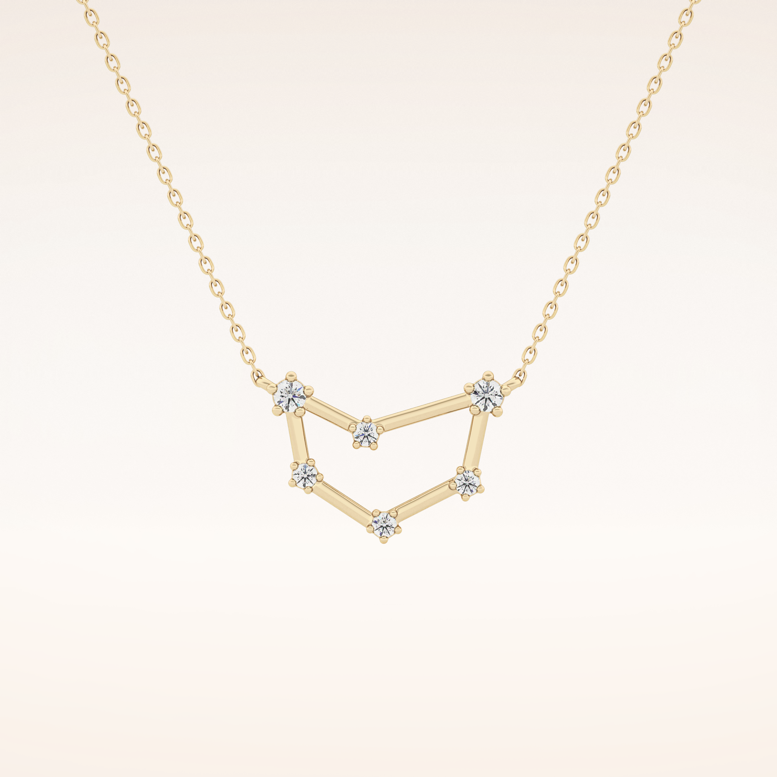 0.13 TCW Round Cut Moissanite Capricorn Zodiac Constellation Necklace